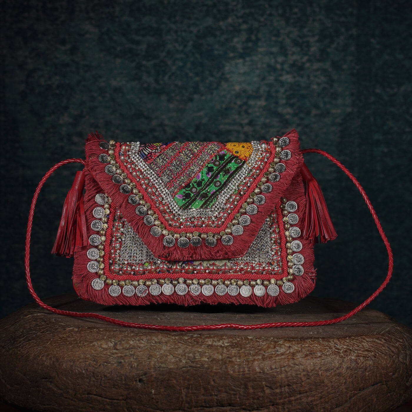 Burgundy Banjara Clutch 003