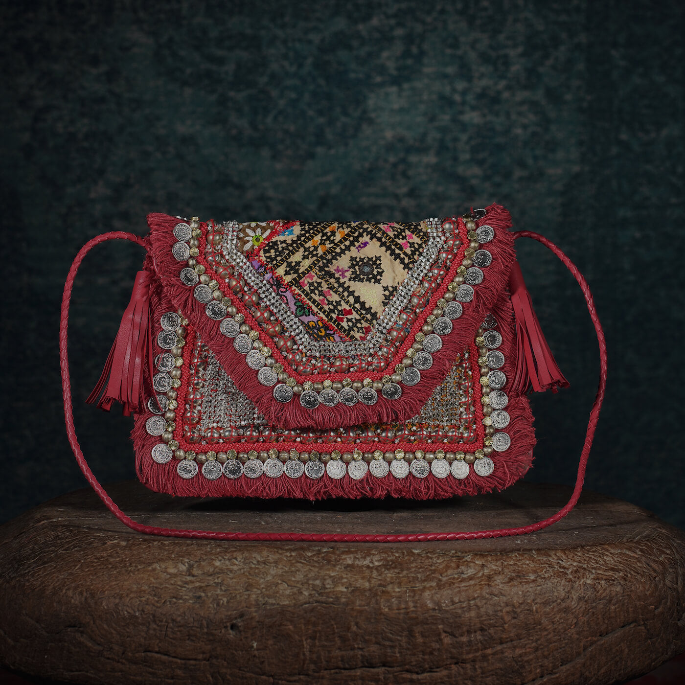 Burgundy Banjara Clutch 004