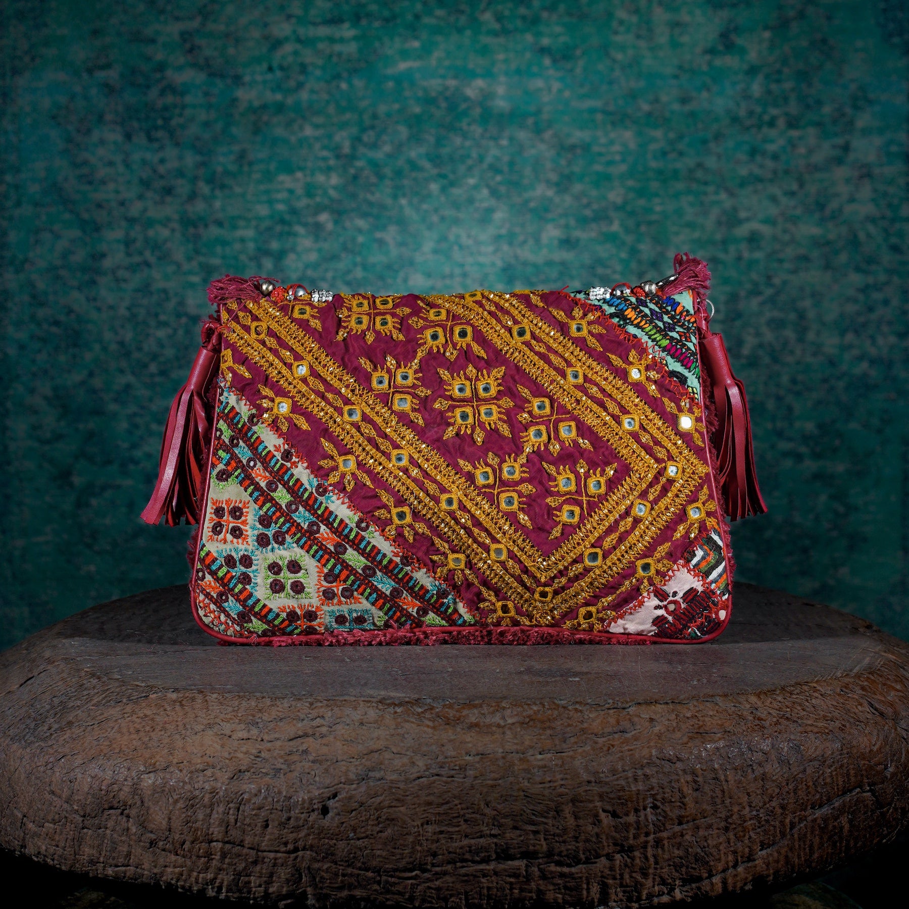 Burgundy Banjara Clutch 013
