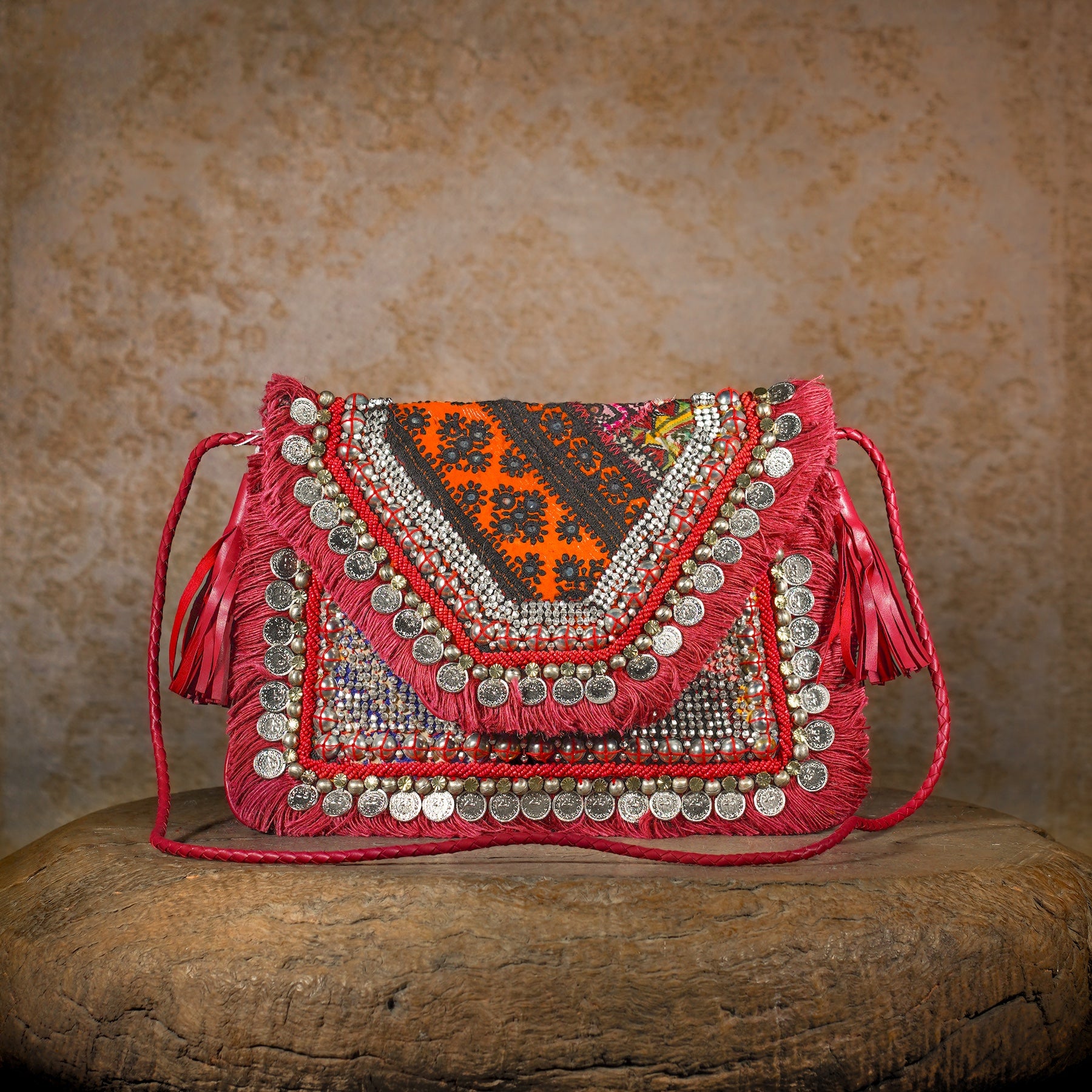 Burgundy Banjara Clutch 023
