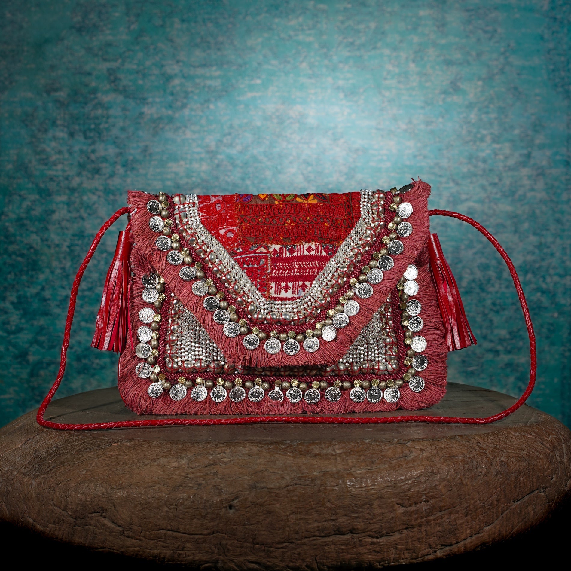 Burgundy Banjara Clutch 027