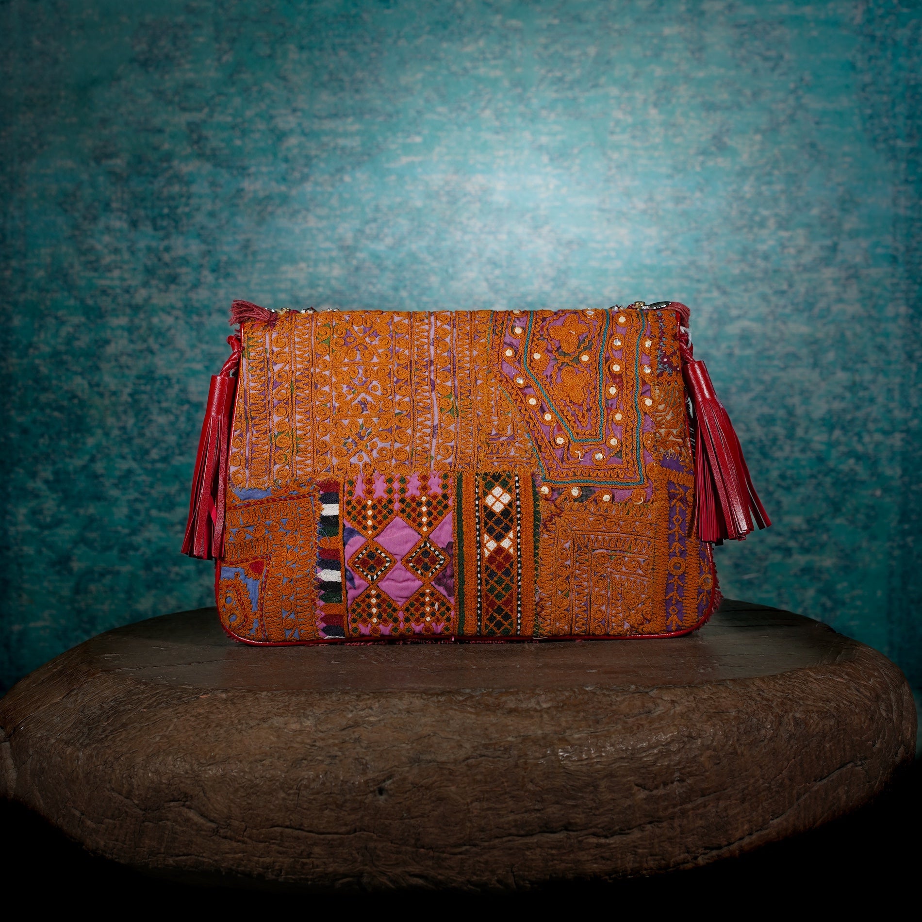 Burgundy Banjara Clutch 028