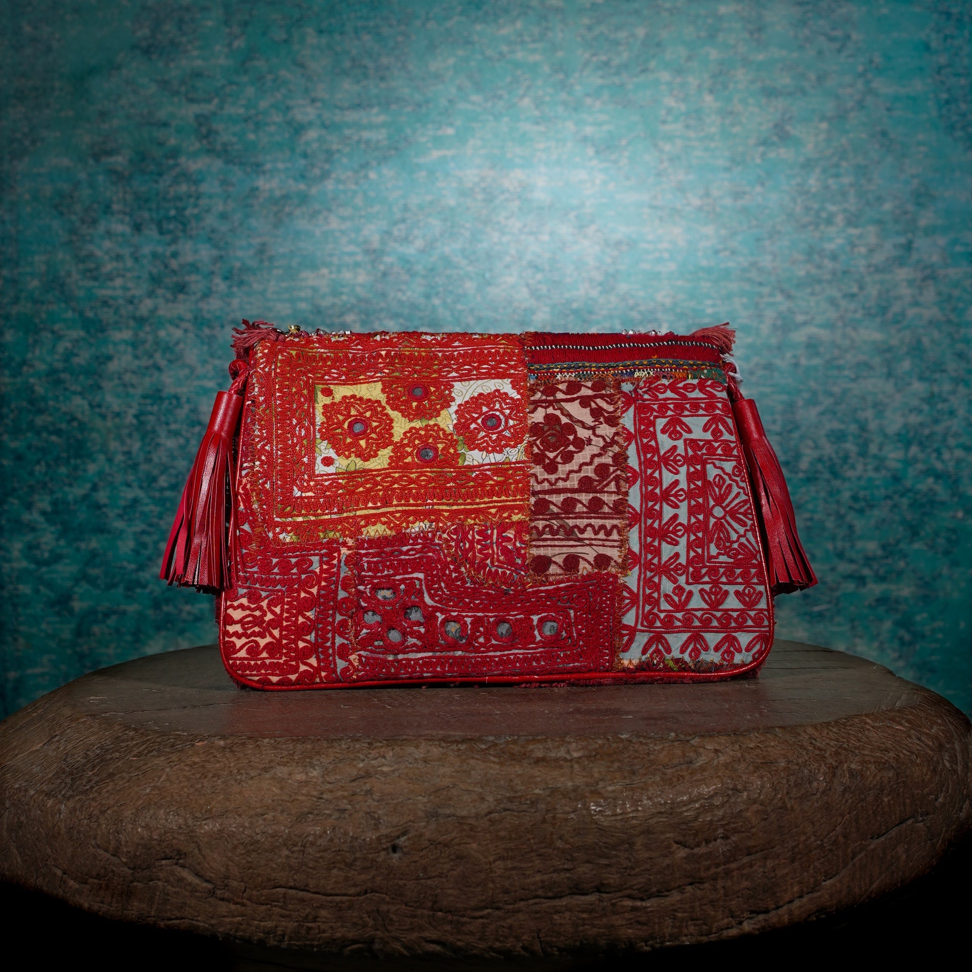 Burgundy Banjara Clutch 029