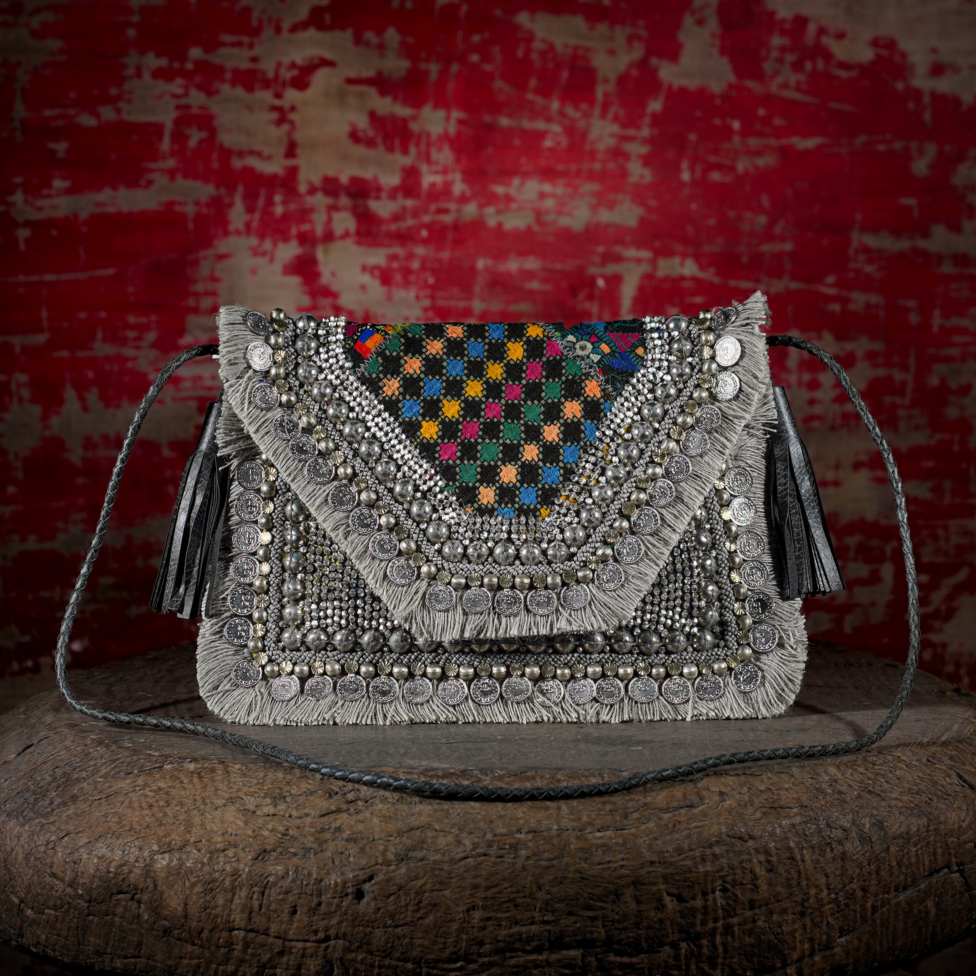 Light Grey Banjara Clutch 015