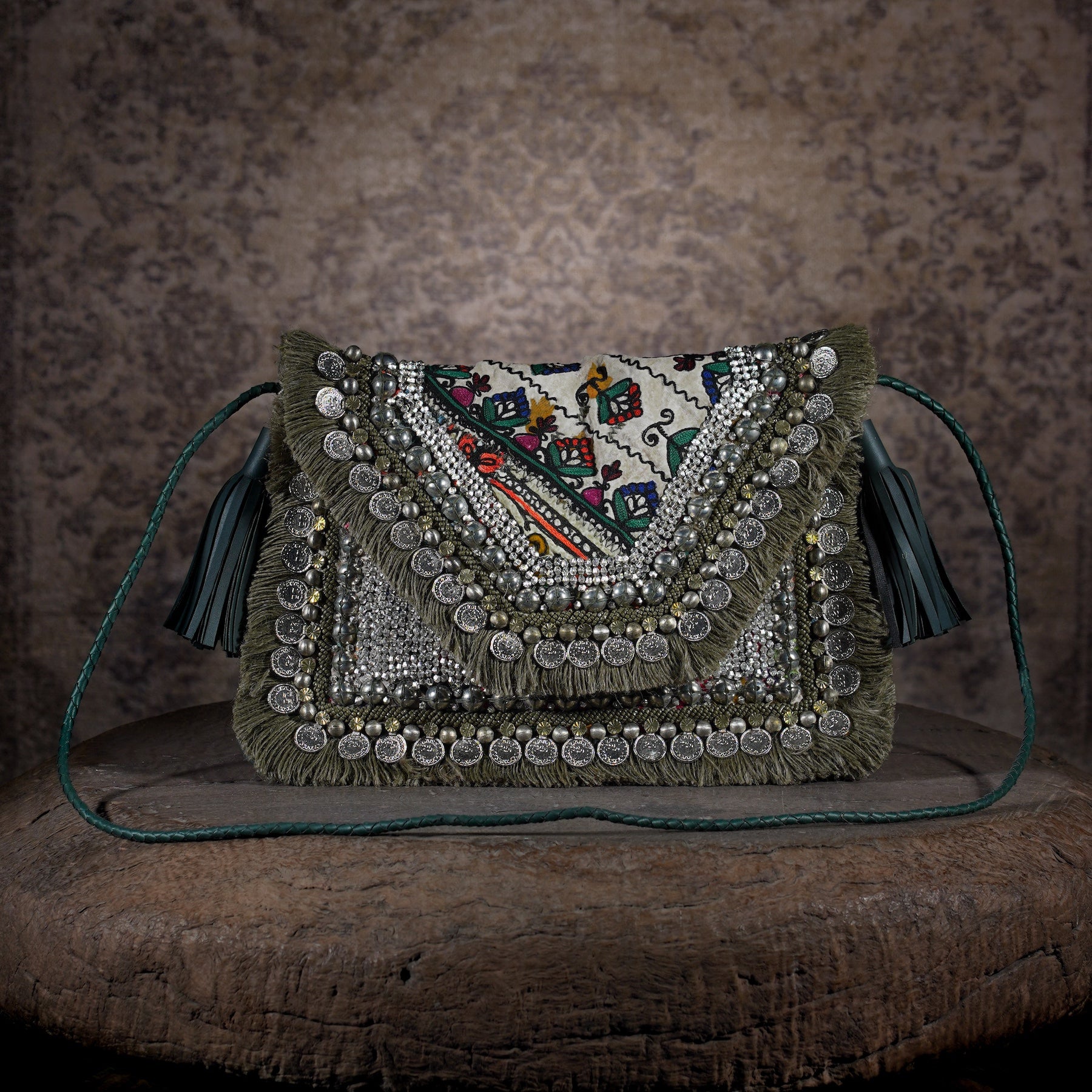 Olive Green Banjara Clutch 001