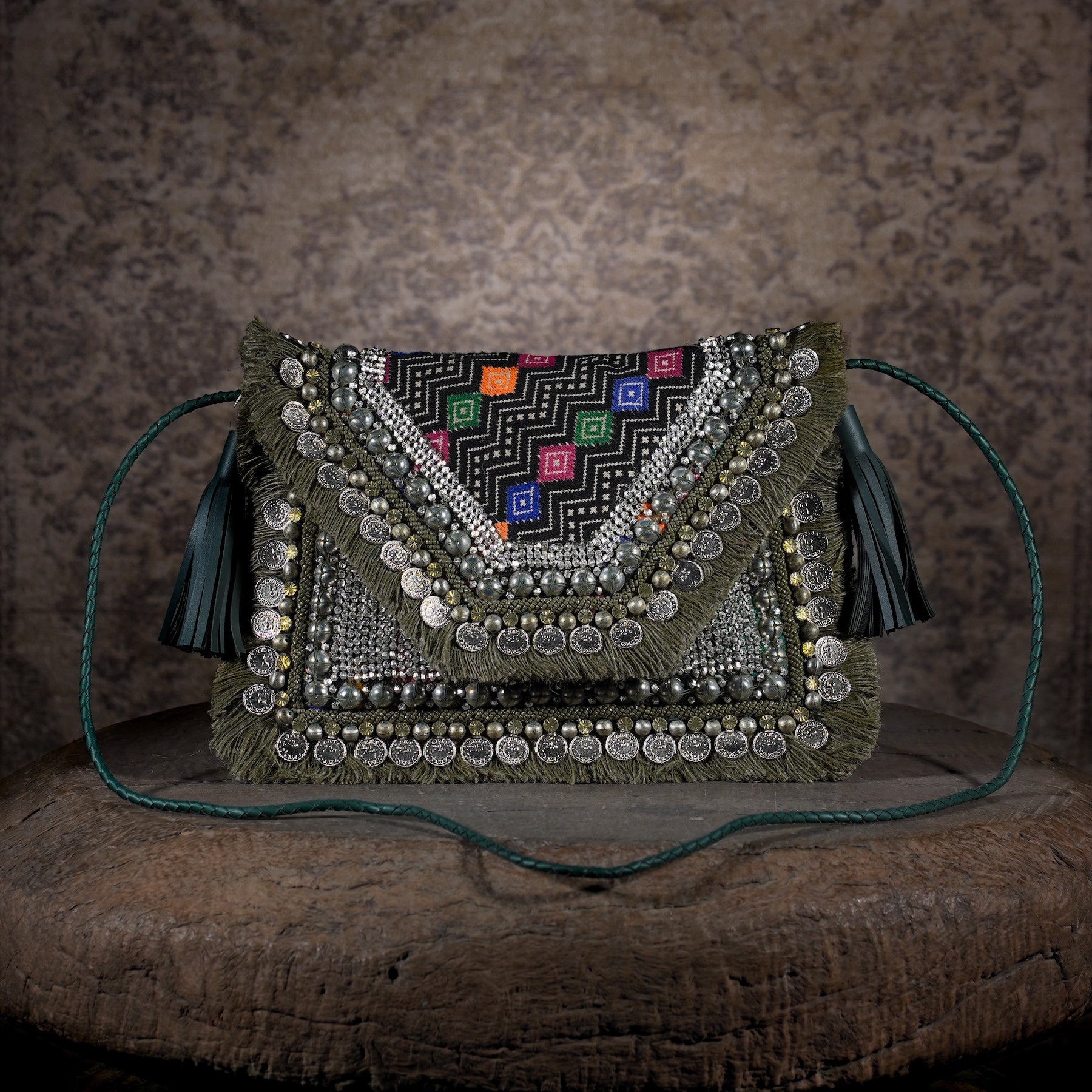 Olive Green Banjara Clutch 002
