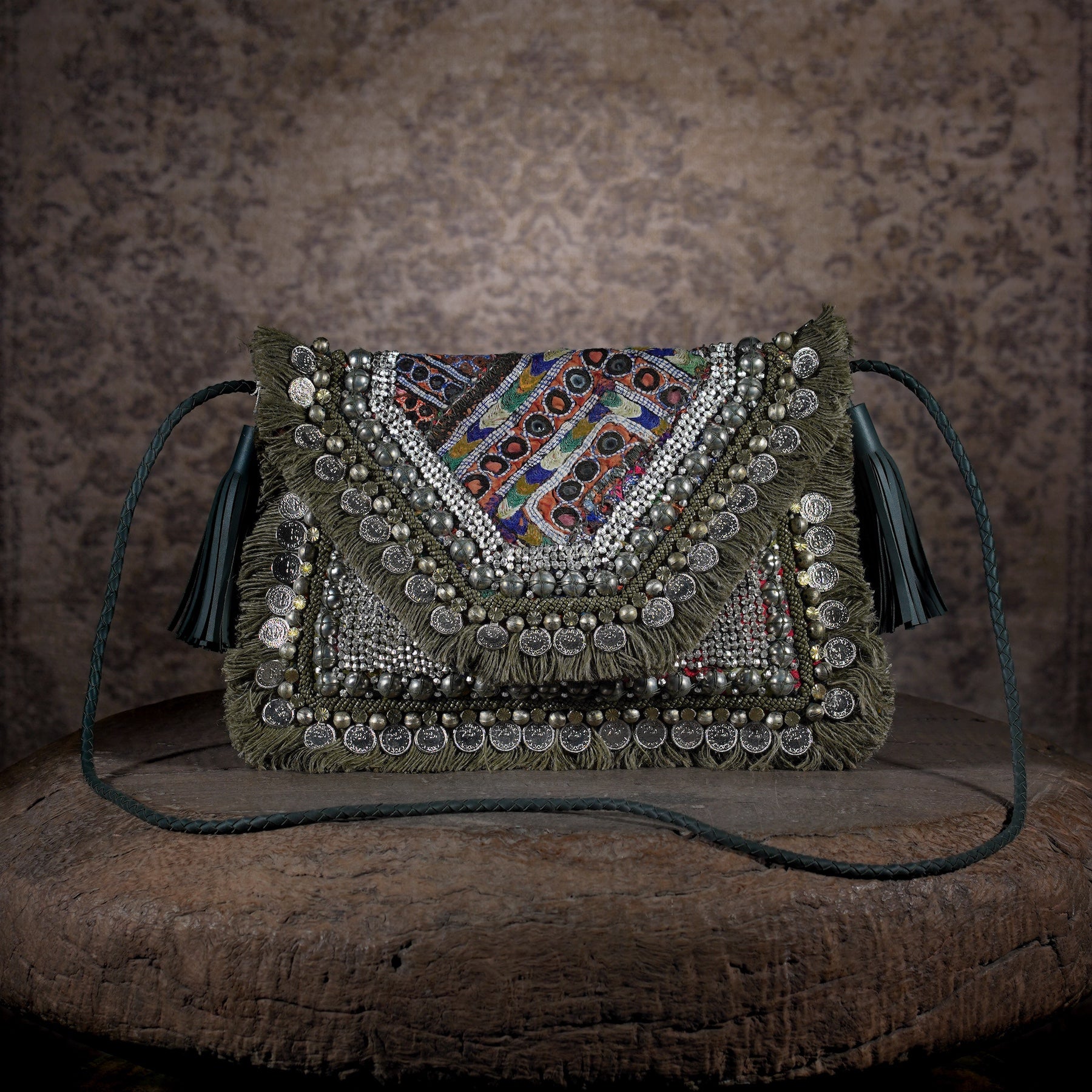 Olive Green Banjara Clutch 003