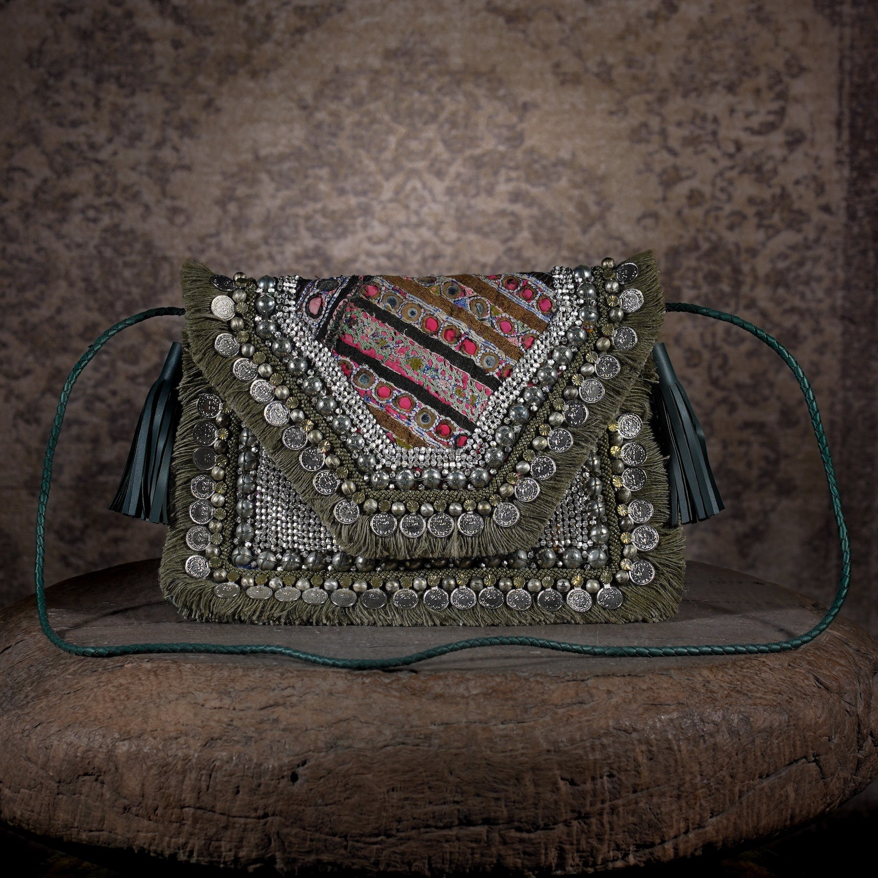 Olive Green Banjara Clutch 004