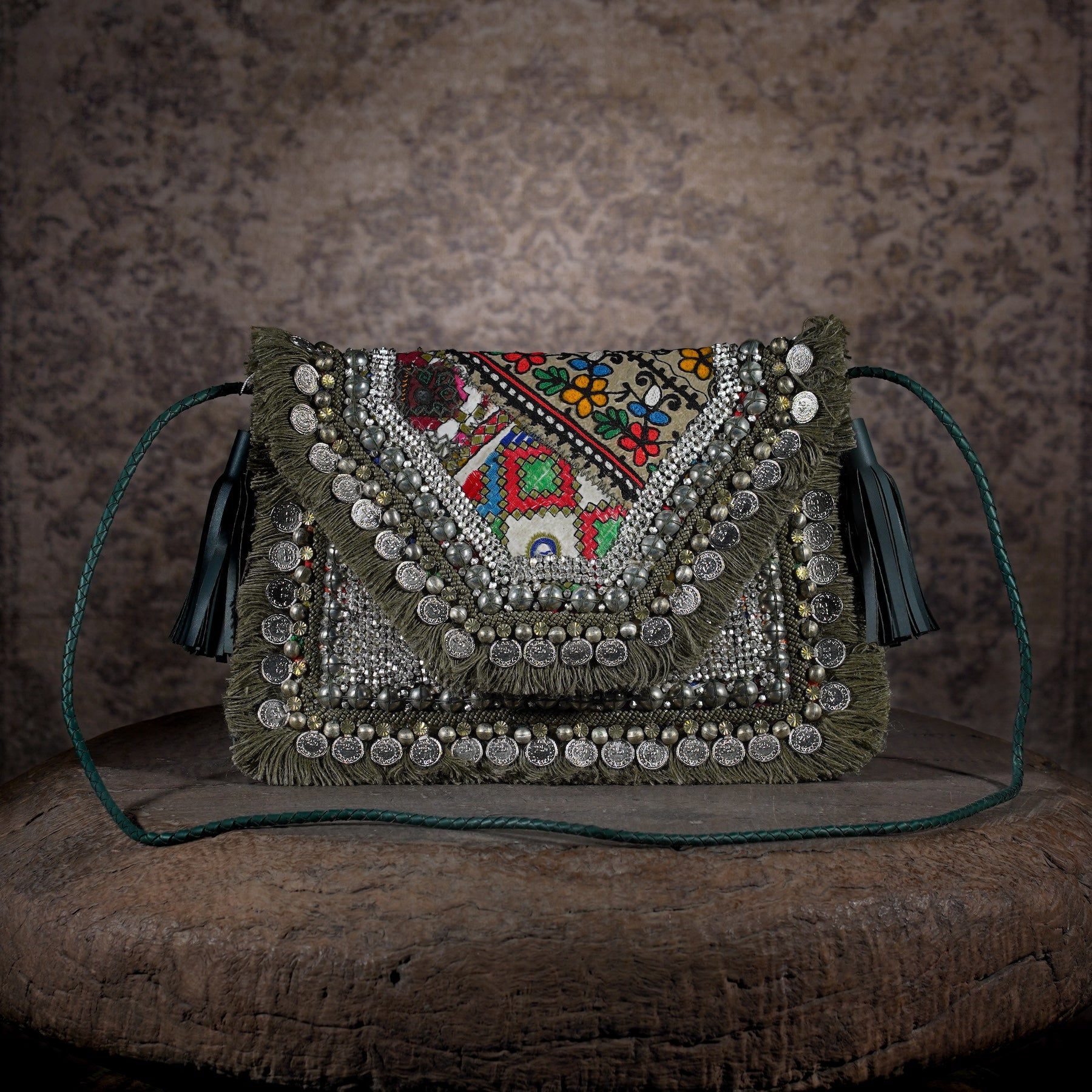 Olive Green Banjara Clutch 006