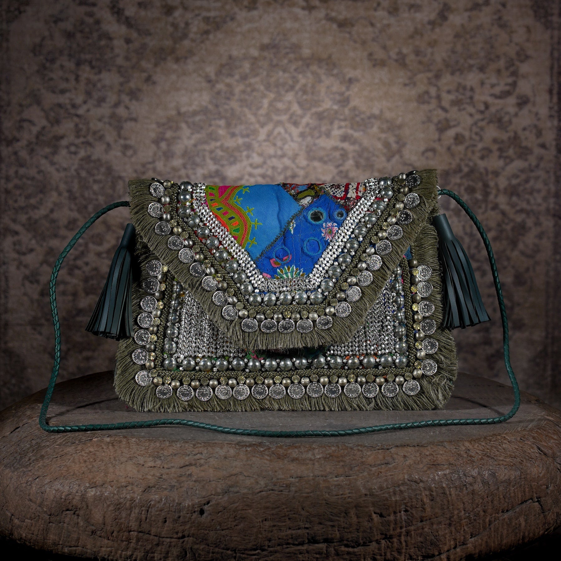 Olive Green Banjara Clutch 007