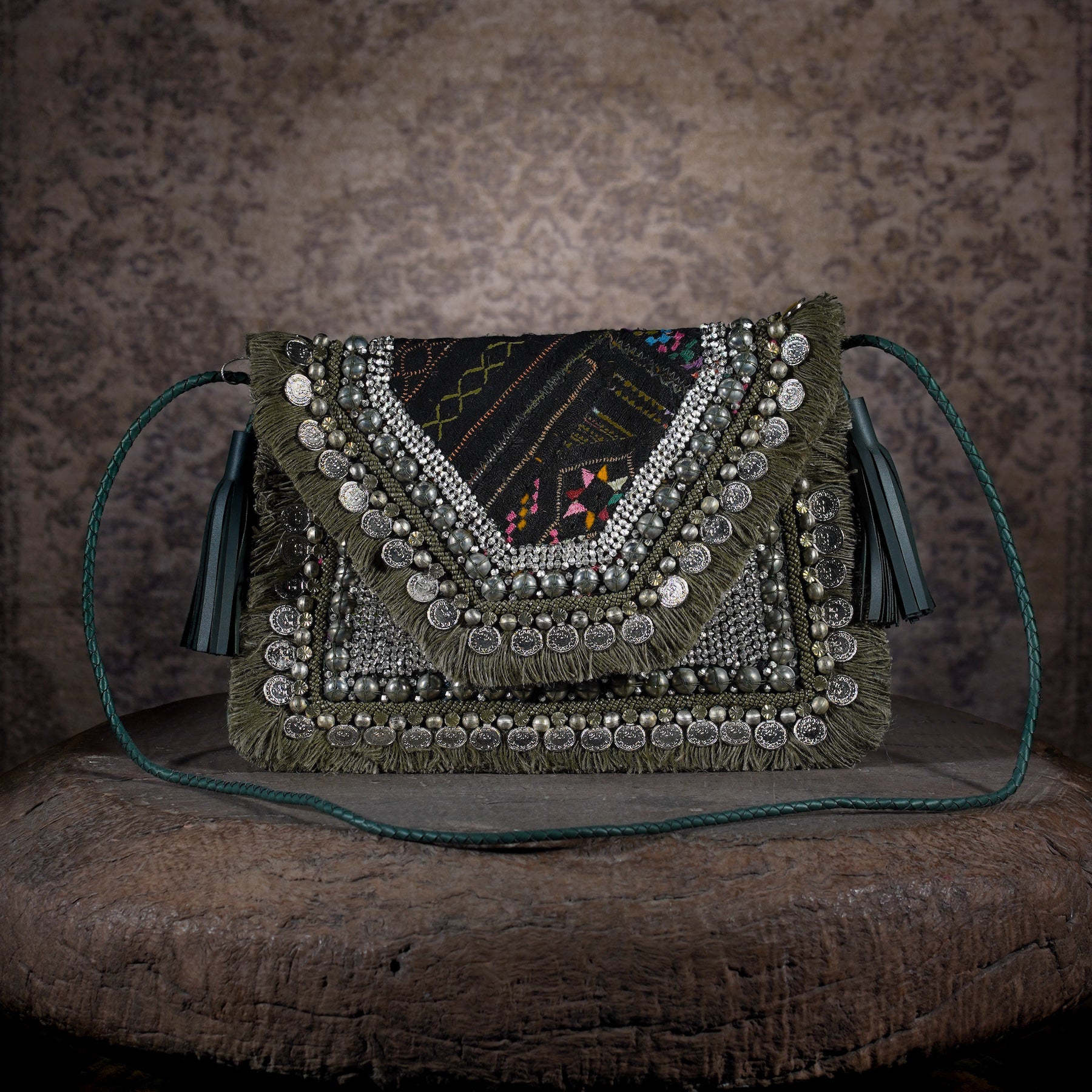 Olive Green Banjara Clutch 008