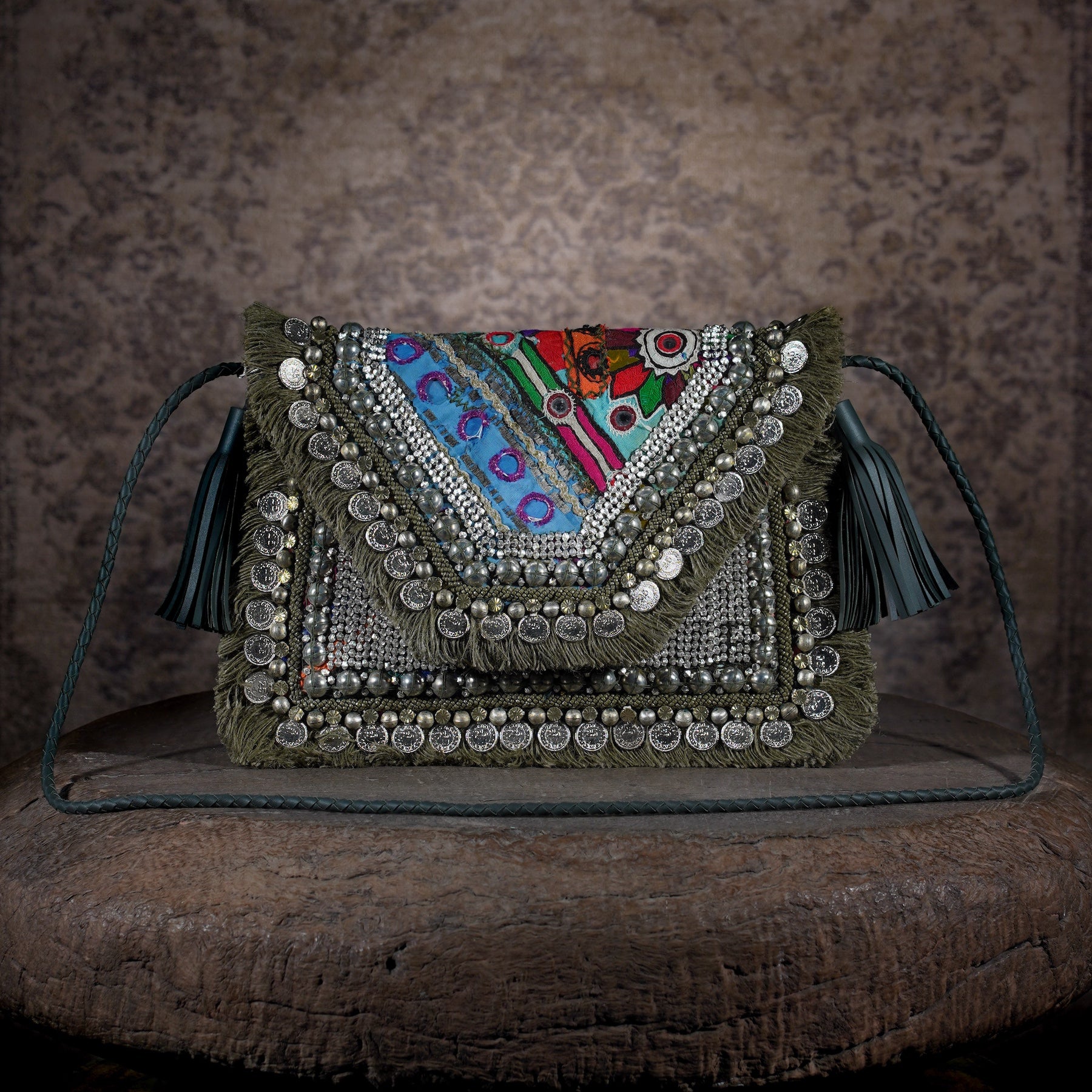 Olive Green Banjara Clutch 009