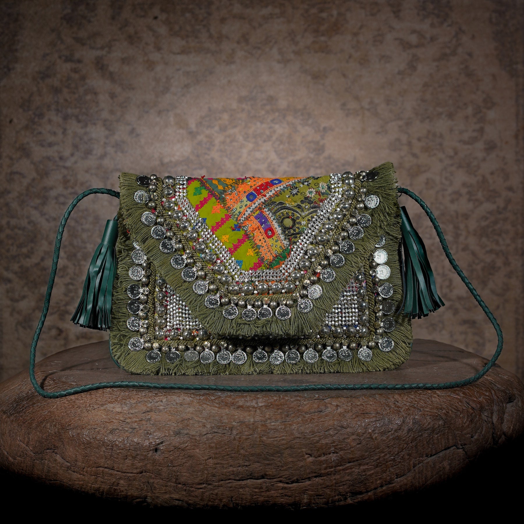 Olive Green Banjara Clutch 010