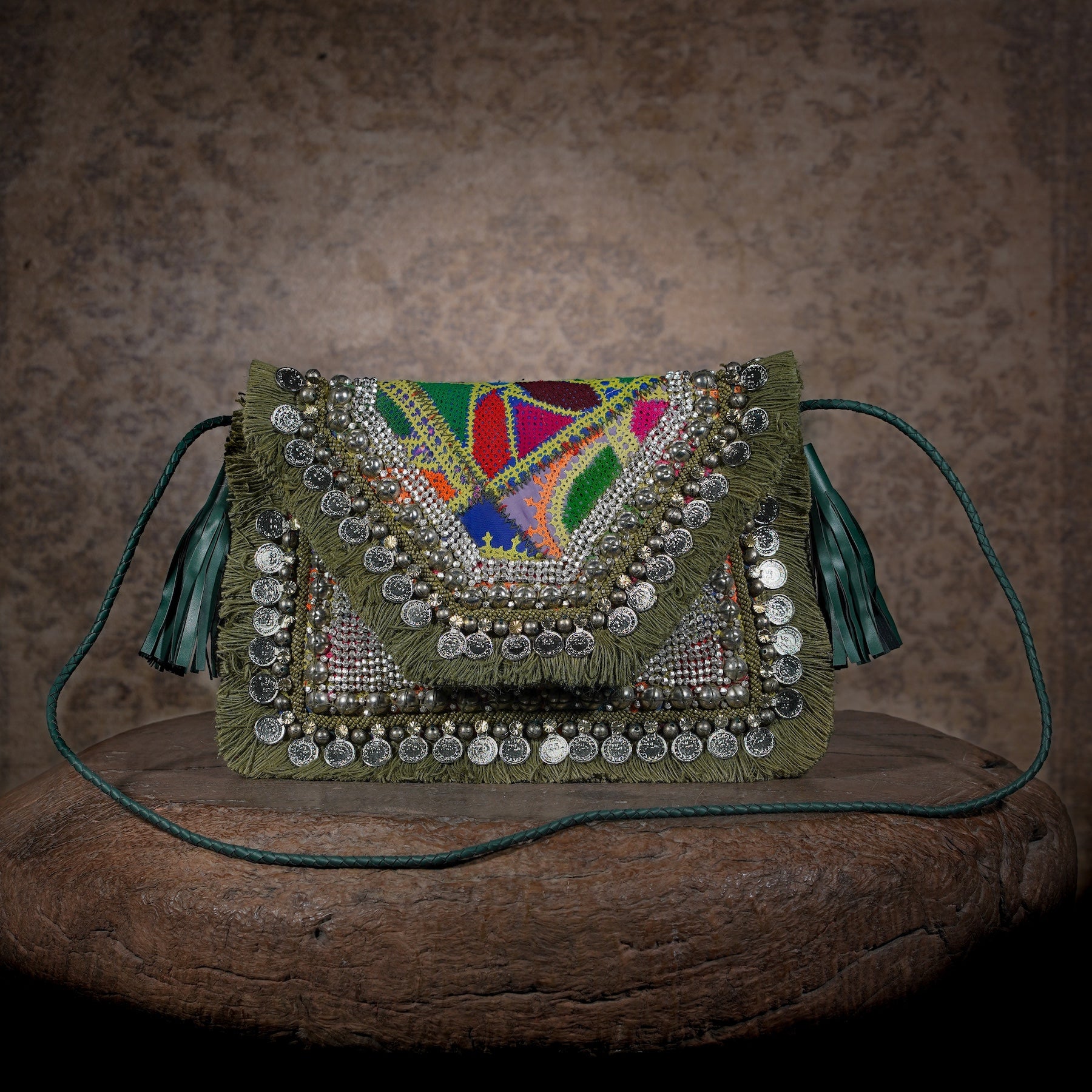 Olive Green Banjara Clutch 012