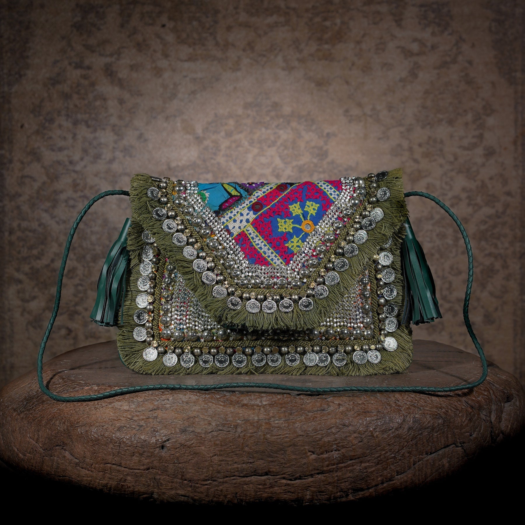 Olive Green Banjara Clutch 014