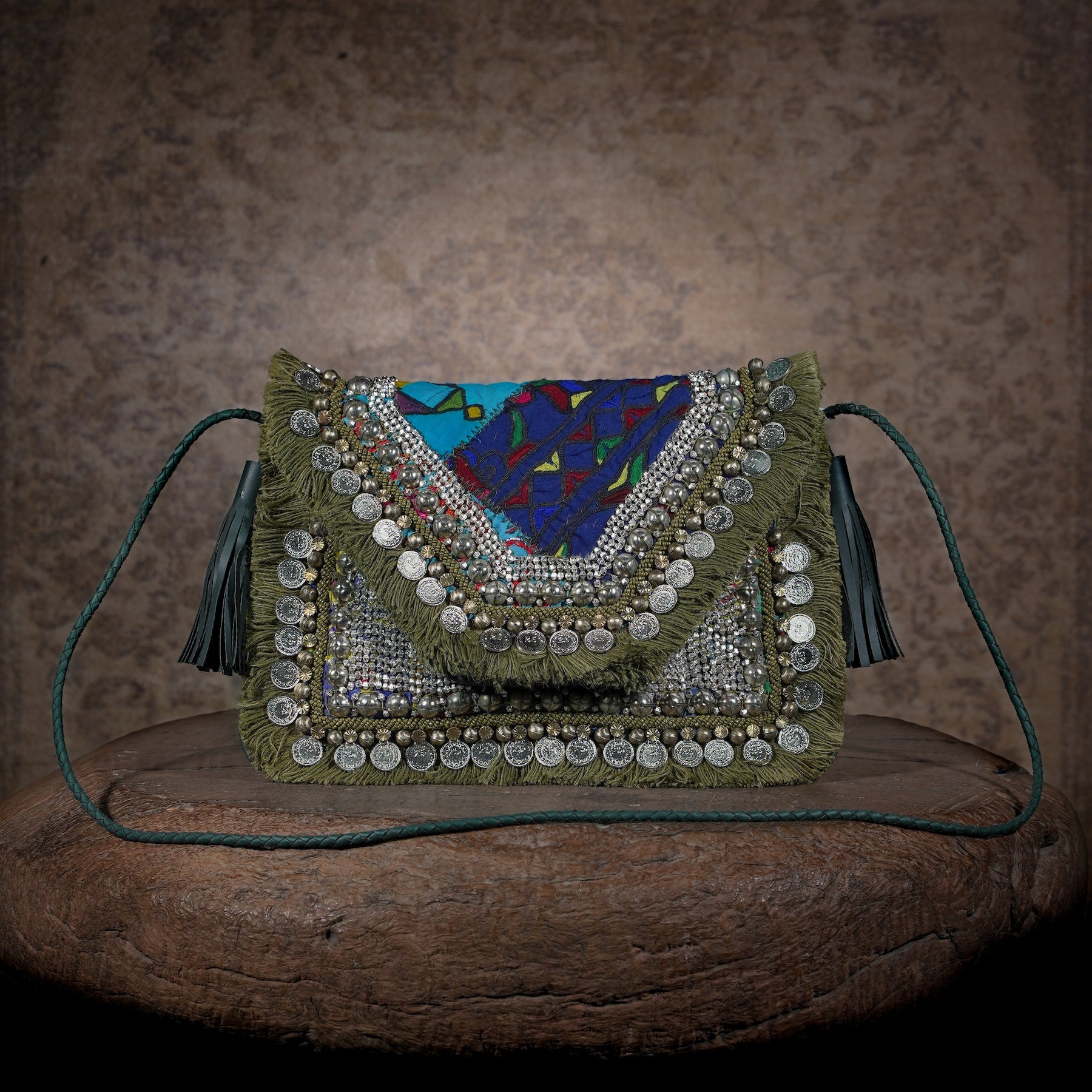 Olive Green Banjara Clutch 015