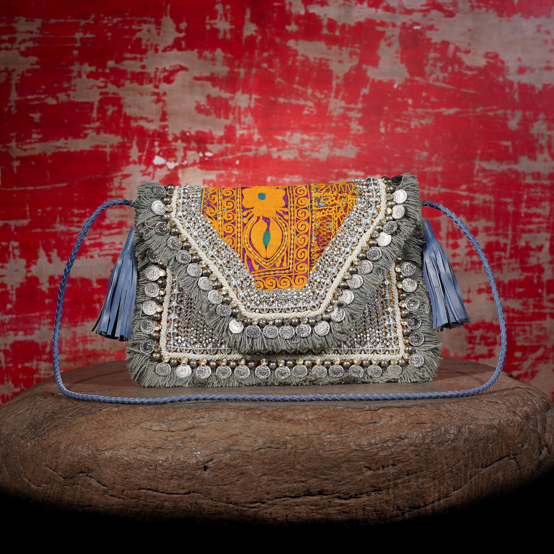 Sky Blue Banjara Clutch 017