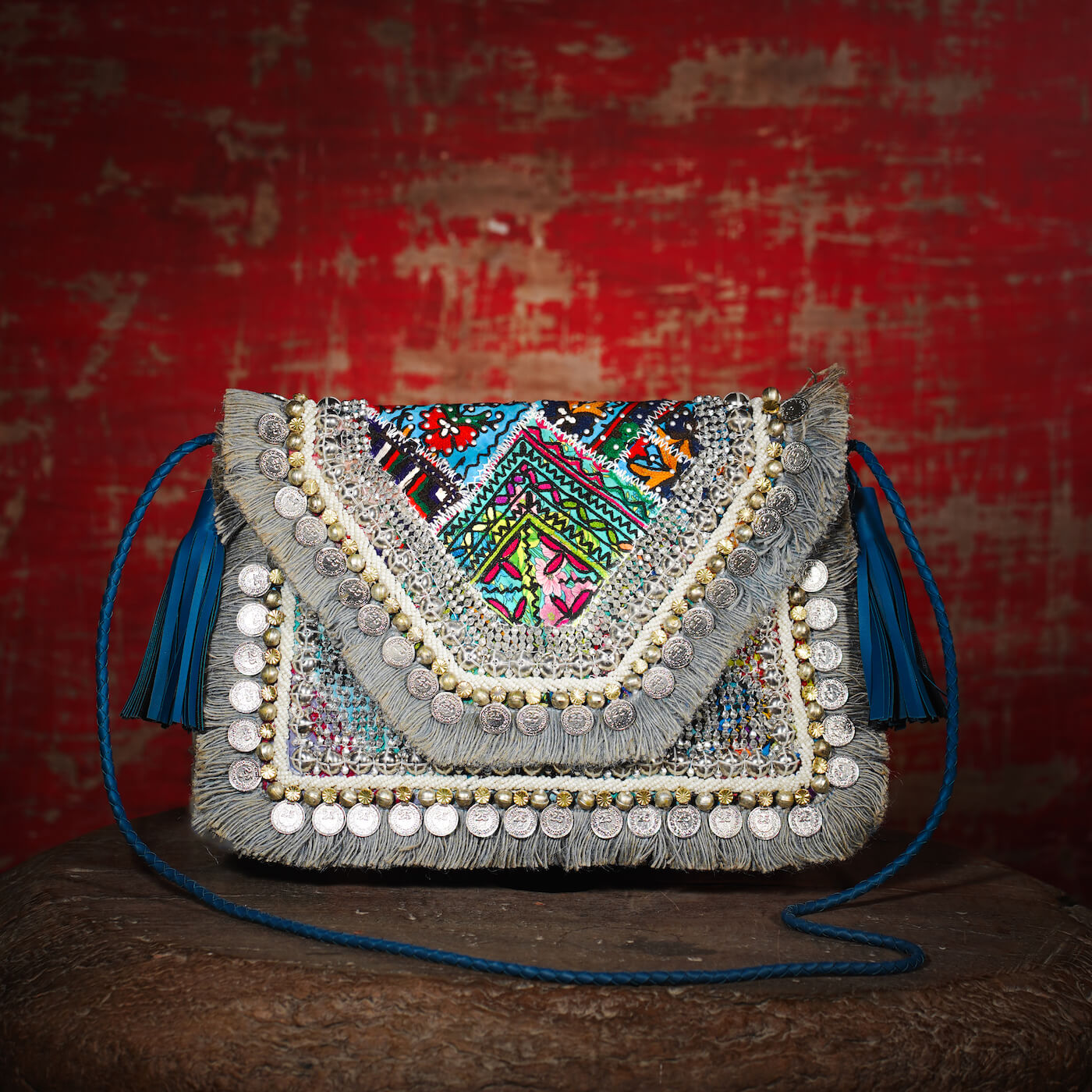 Sky Blue Banjara Clutch 002