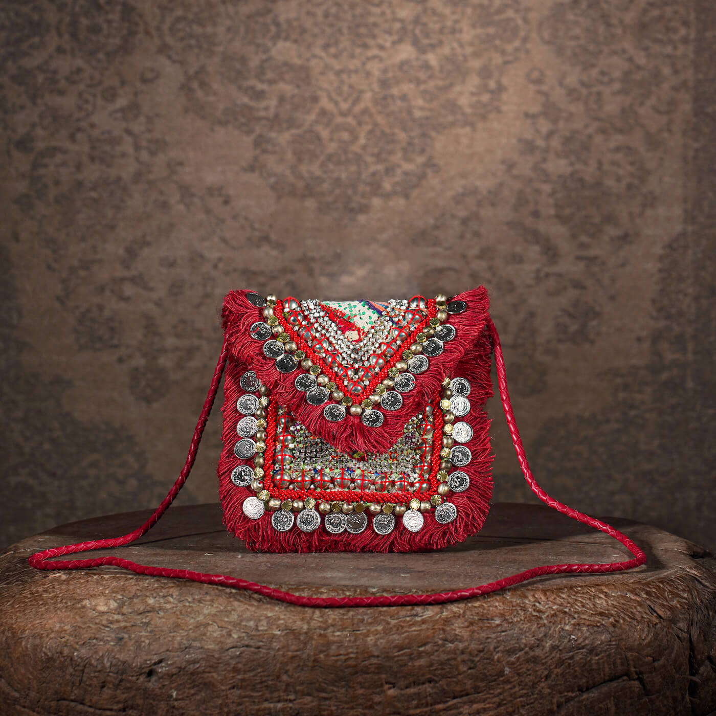 Burgundy Banjara Minion Clutch 003