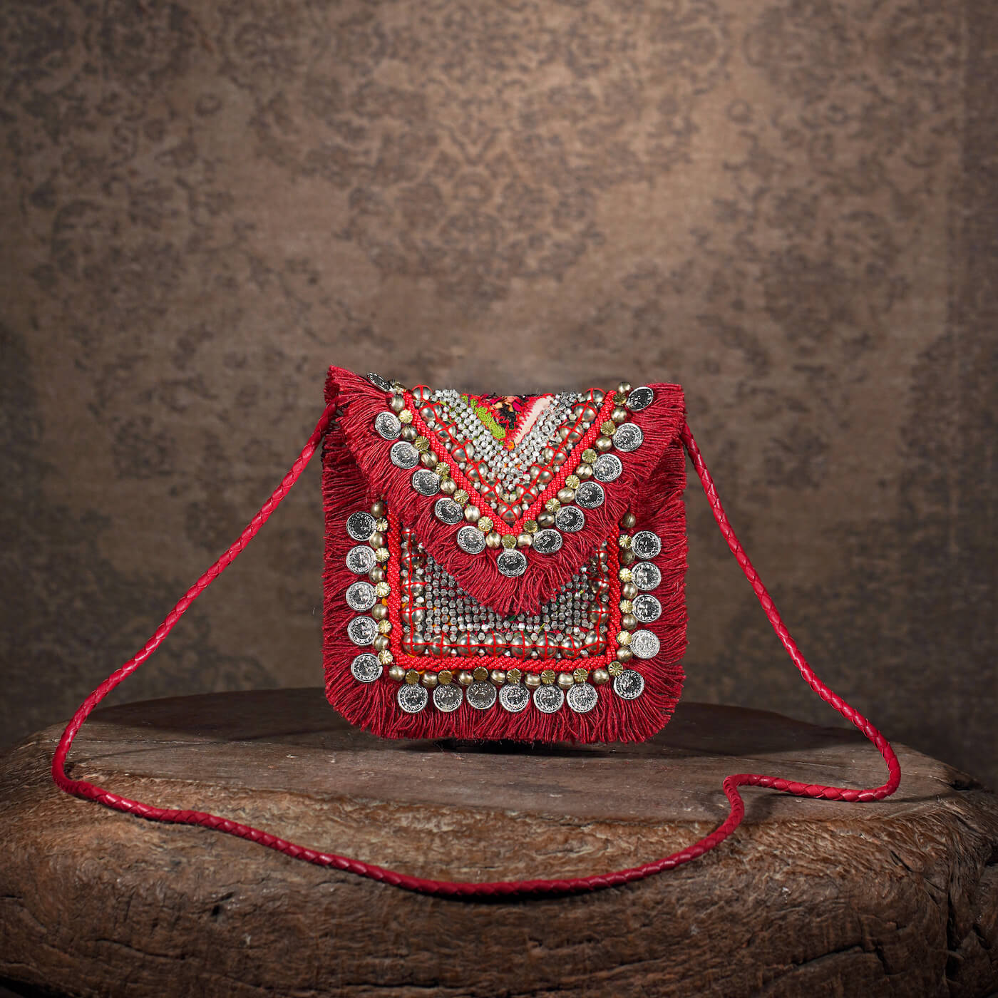 Burgundy Banjara Minion Clutch 005