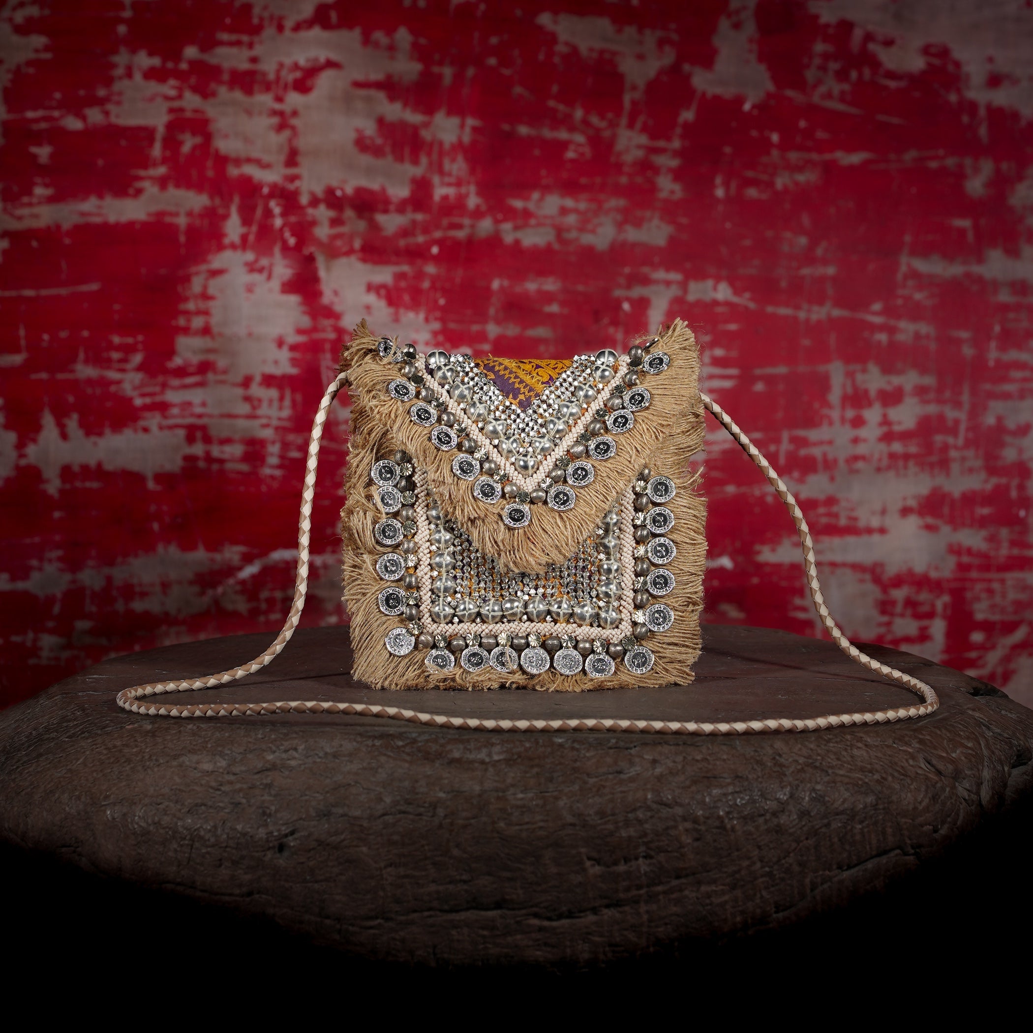 Beige Banjara Minion Clutch 015