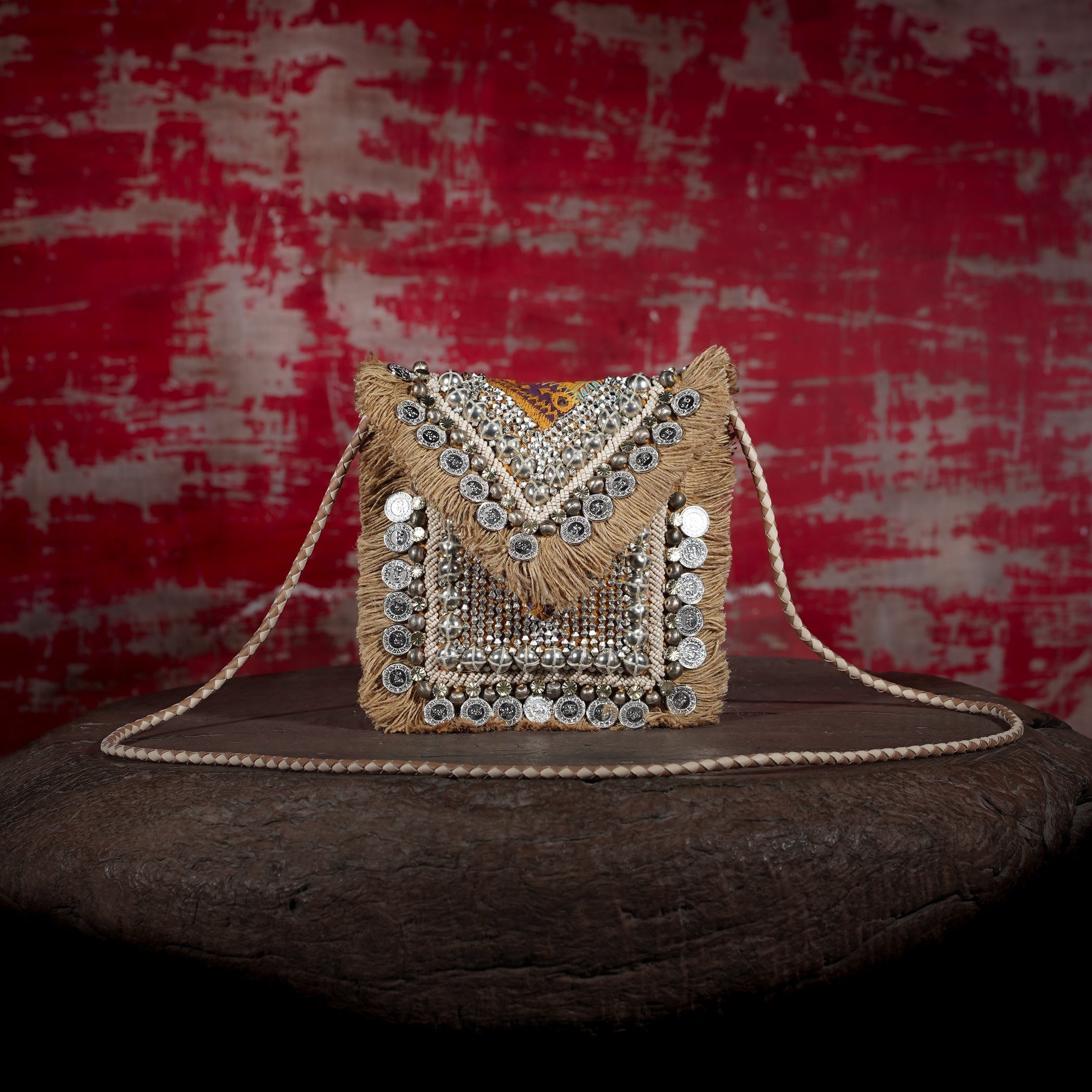 Beige Banjara Minion Clutch 016
