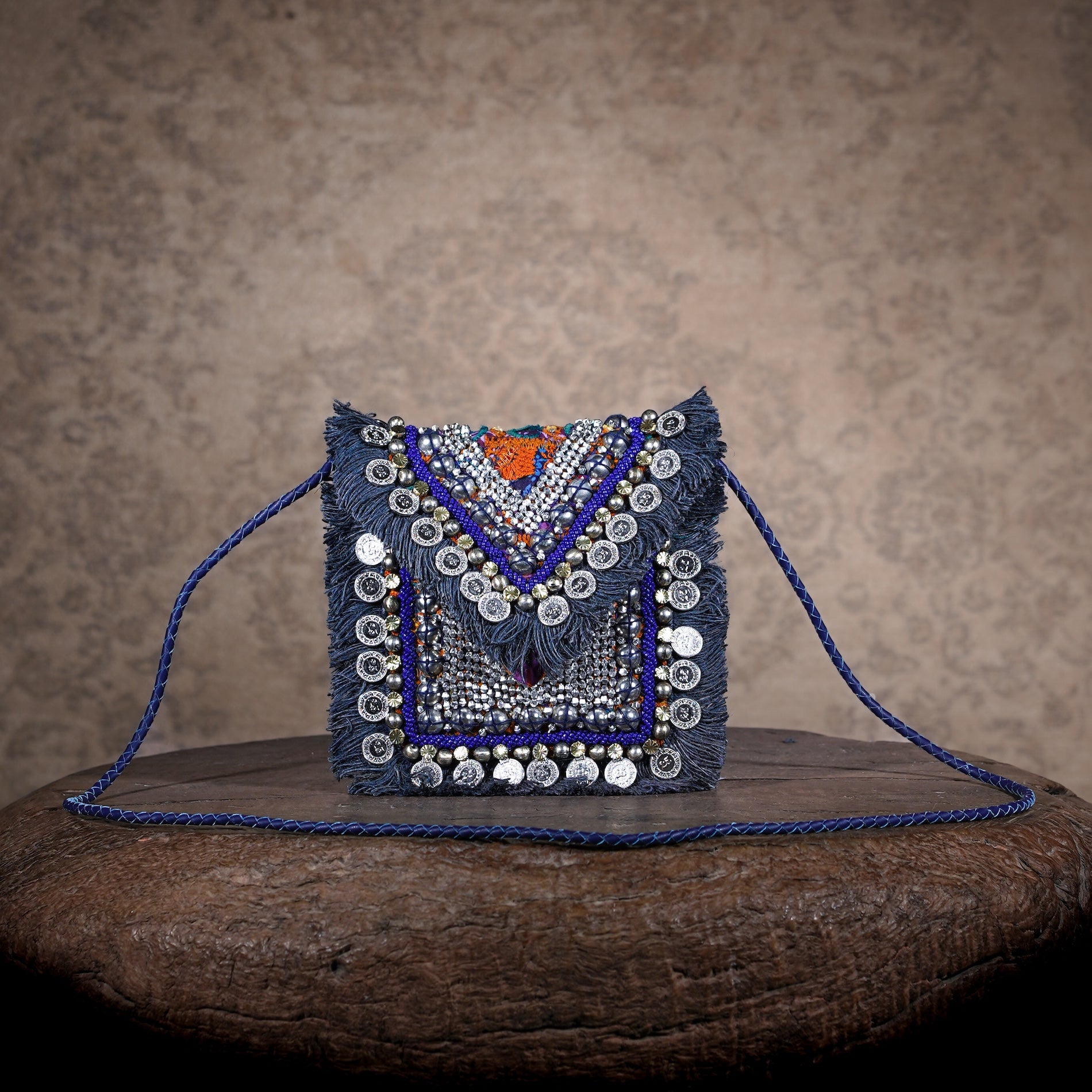 Blue Banjara Minion Clutch 020