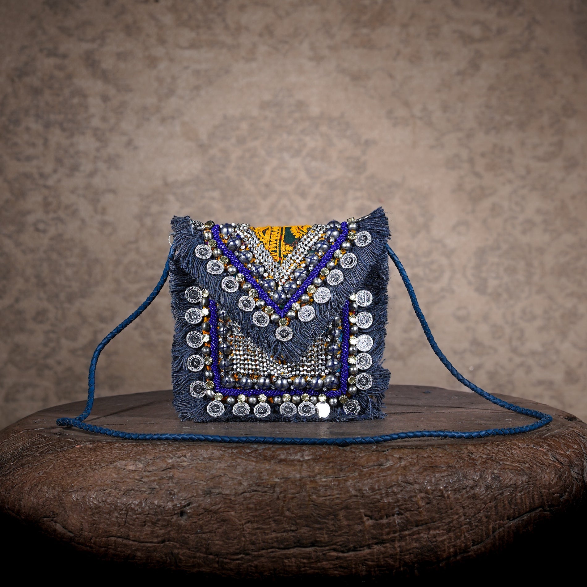 Blue Banjara Minion Clutch 022