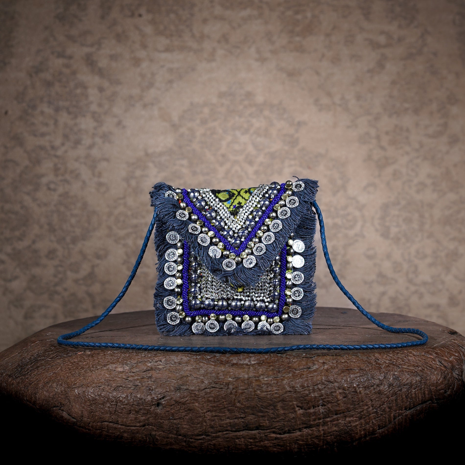 Blue Banjara Minion Clutch 024