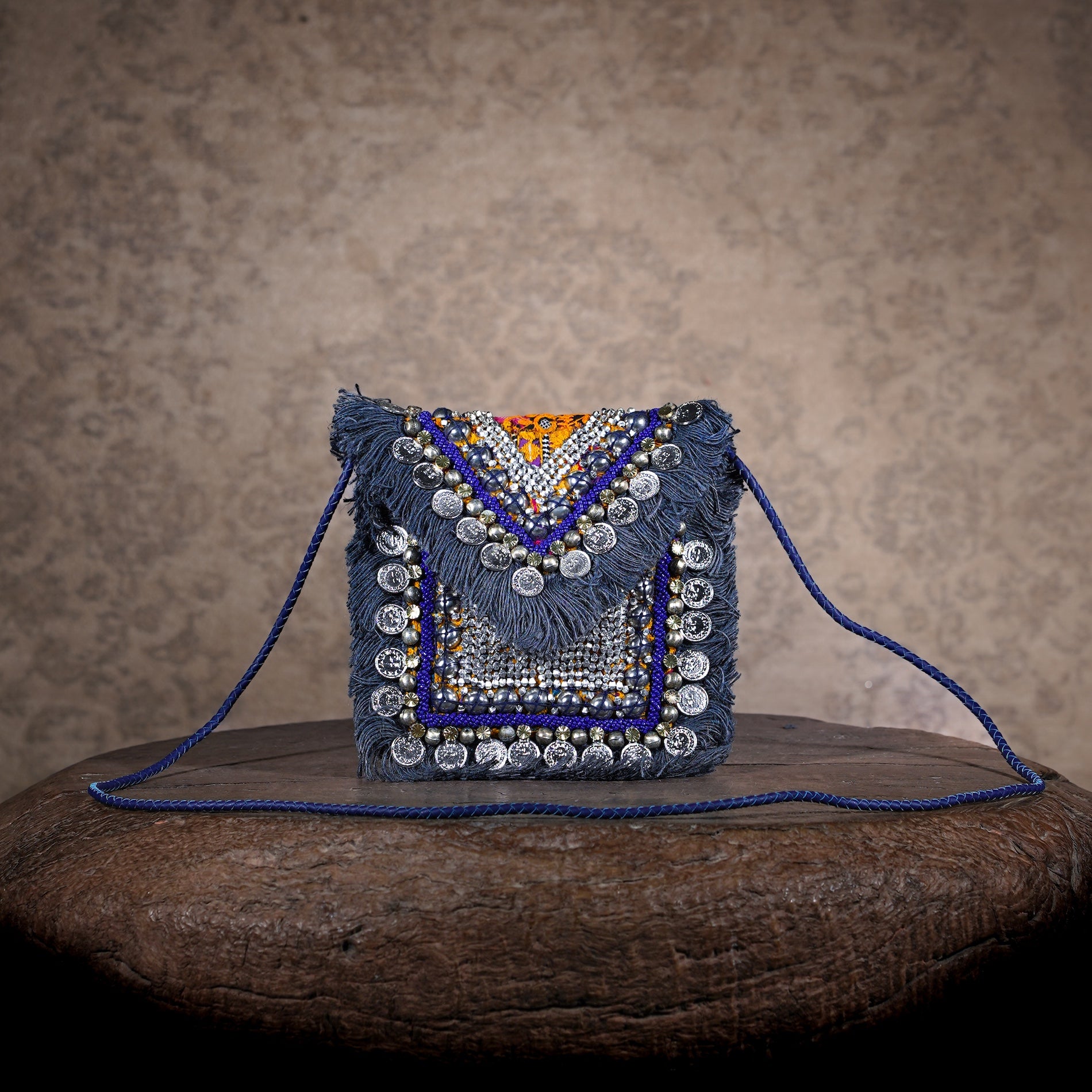Blue Banjara Minion Clutch 025
