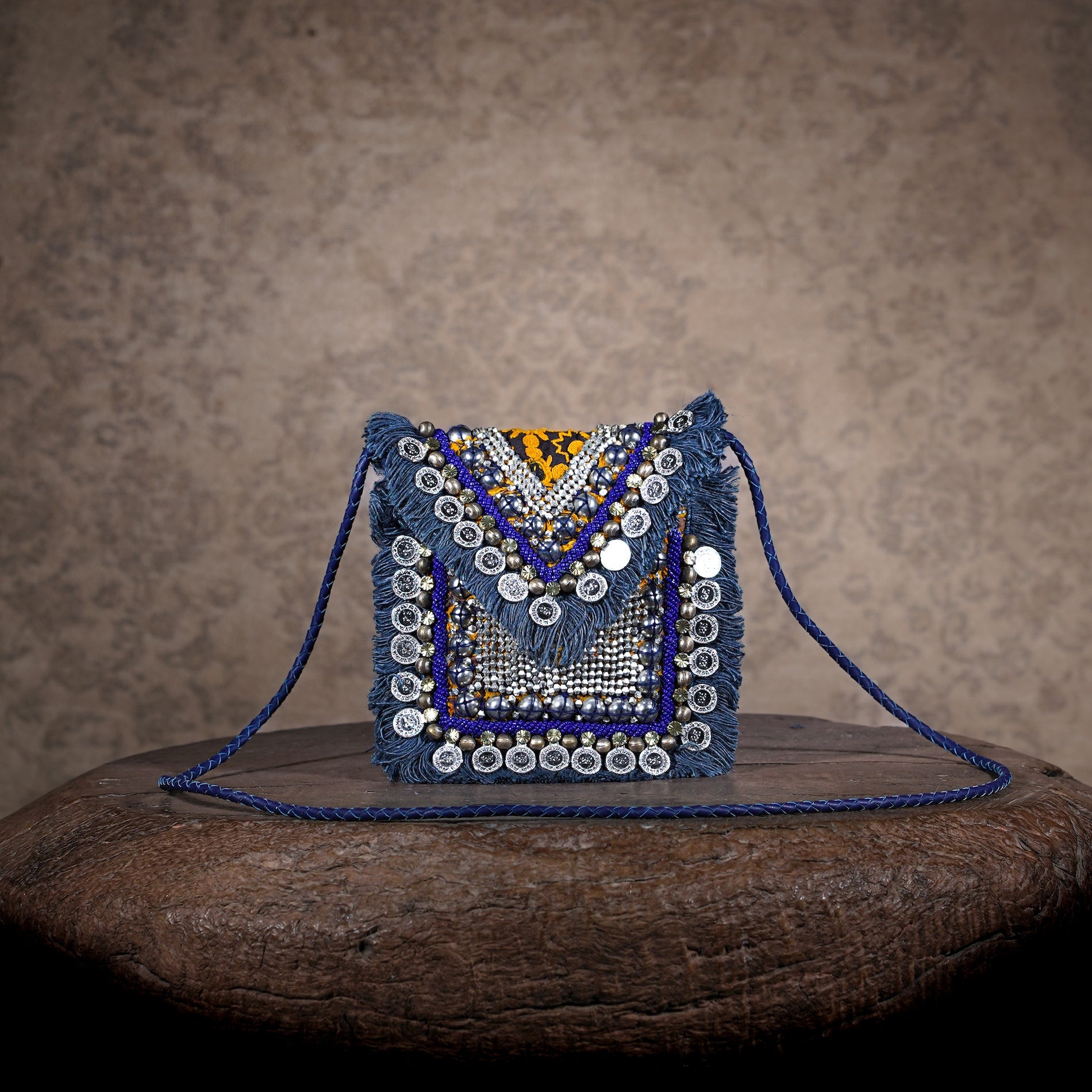Blue Banjara Minion Clutch 028