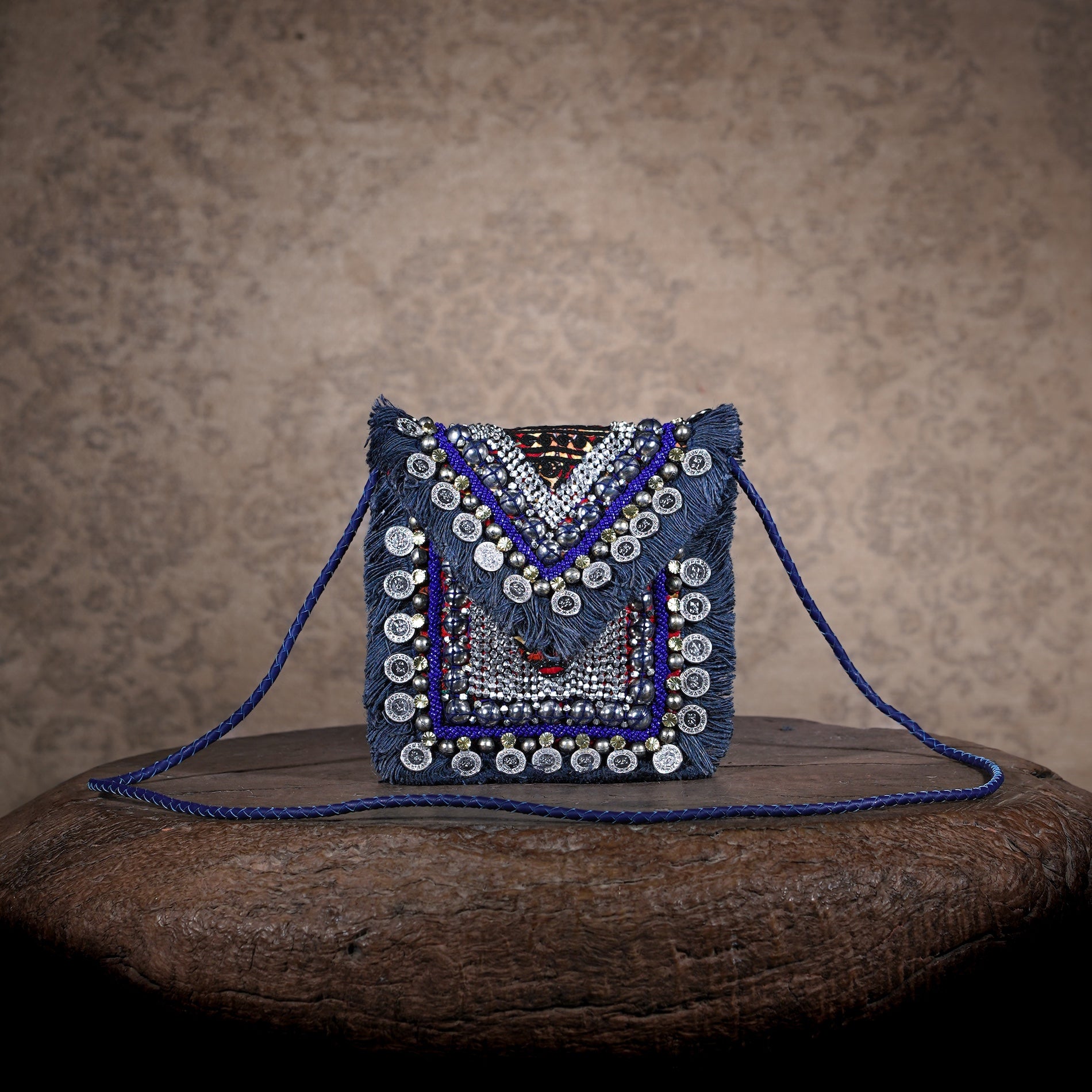 Blue Banjara Minion Clutch 029