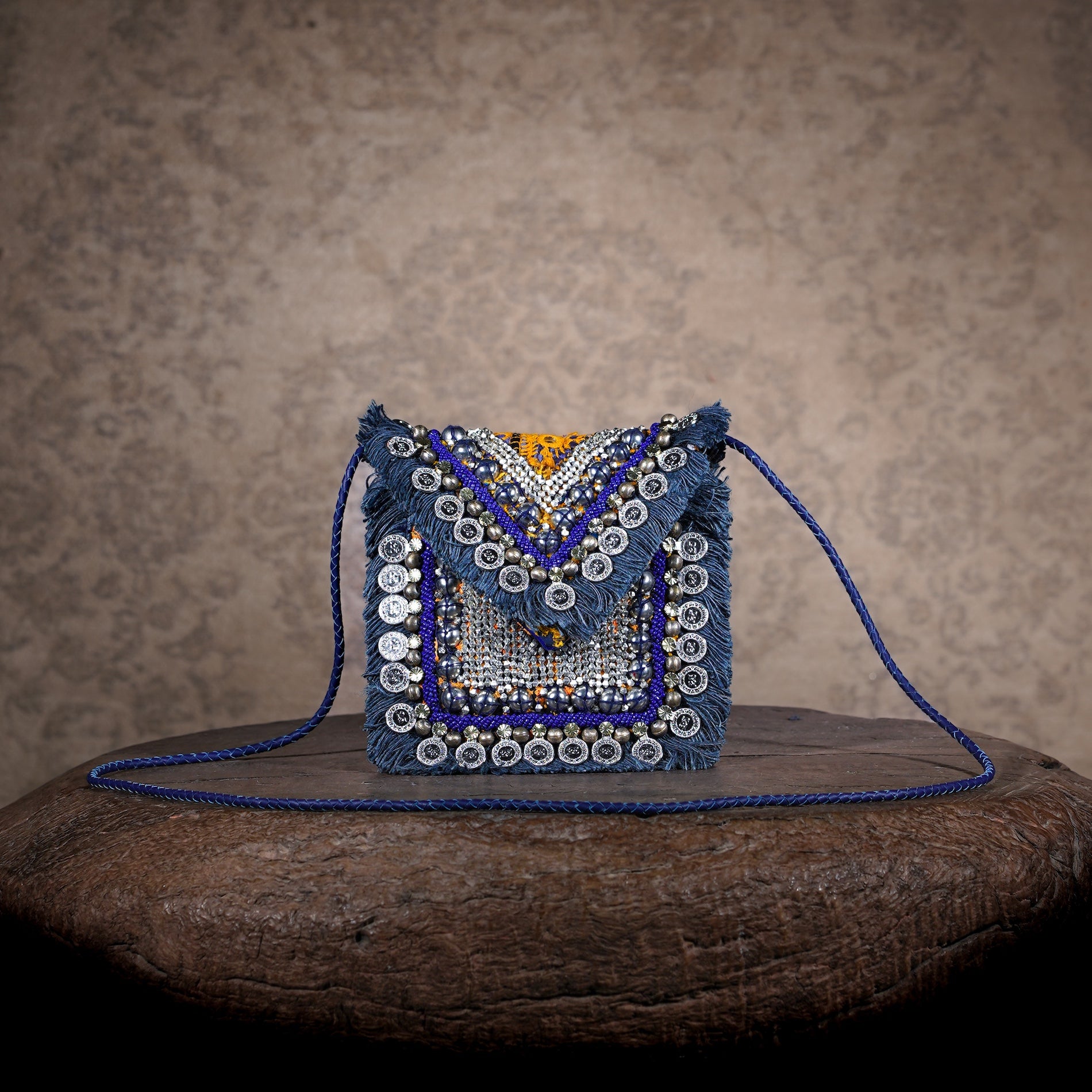 Blue Banjara Minion Clutch 030