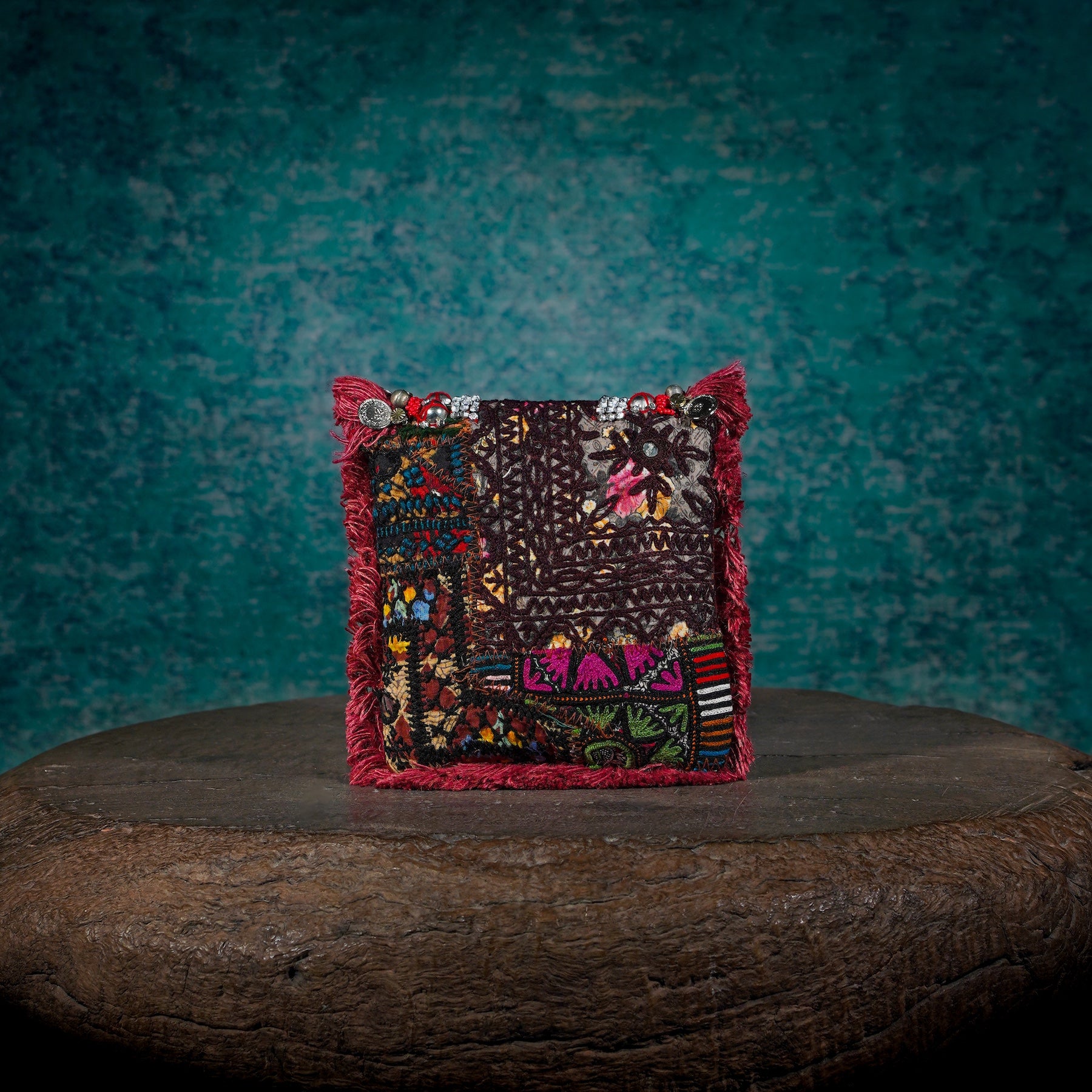 Burgundy Banjara Minion Clutch 011