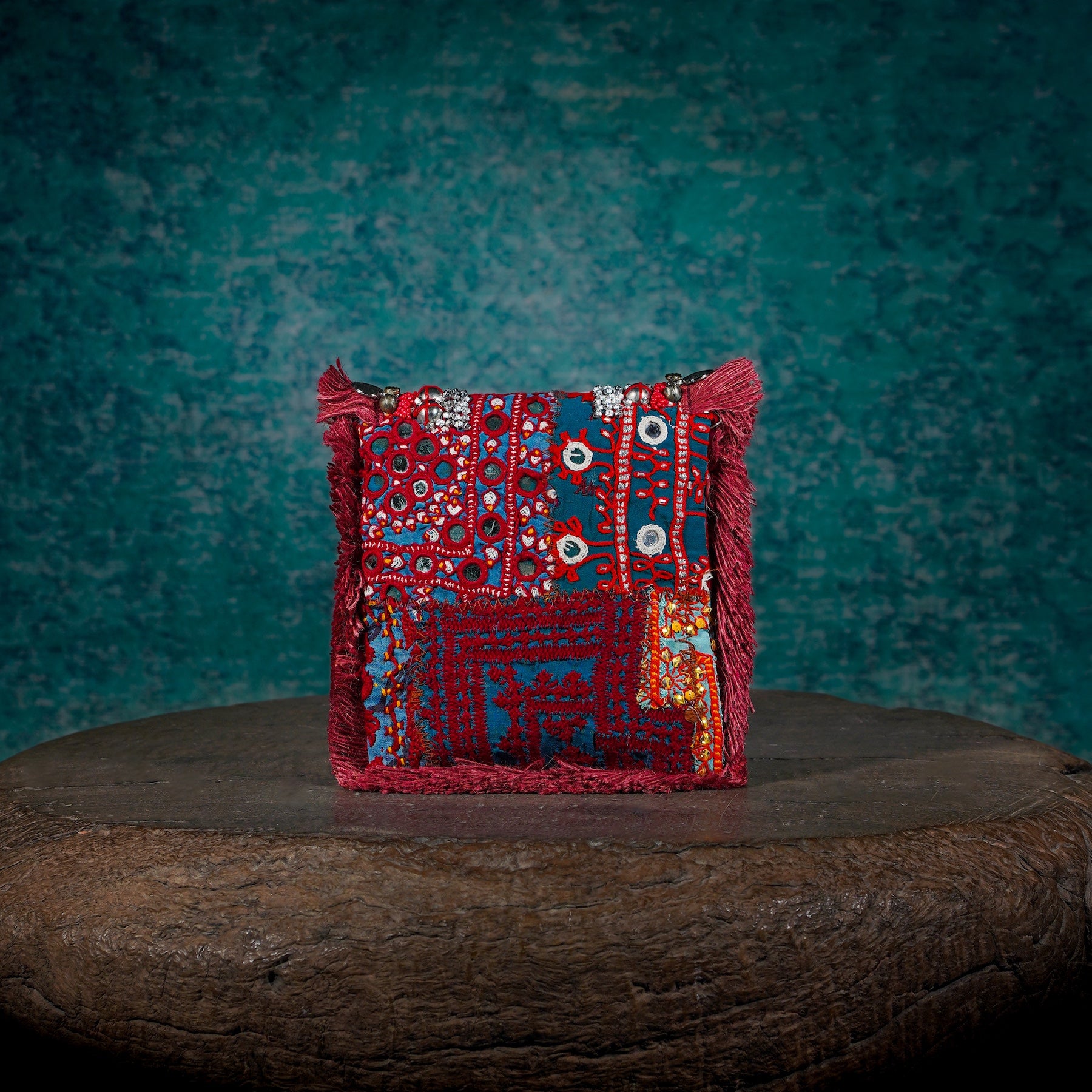Burgundy Banjara Minion Clutch 012