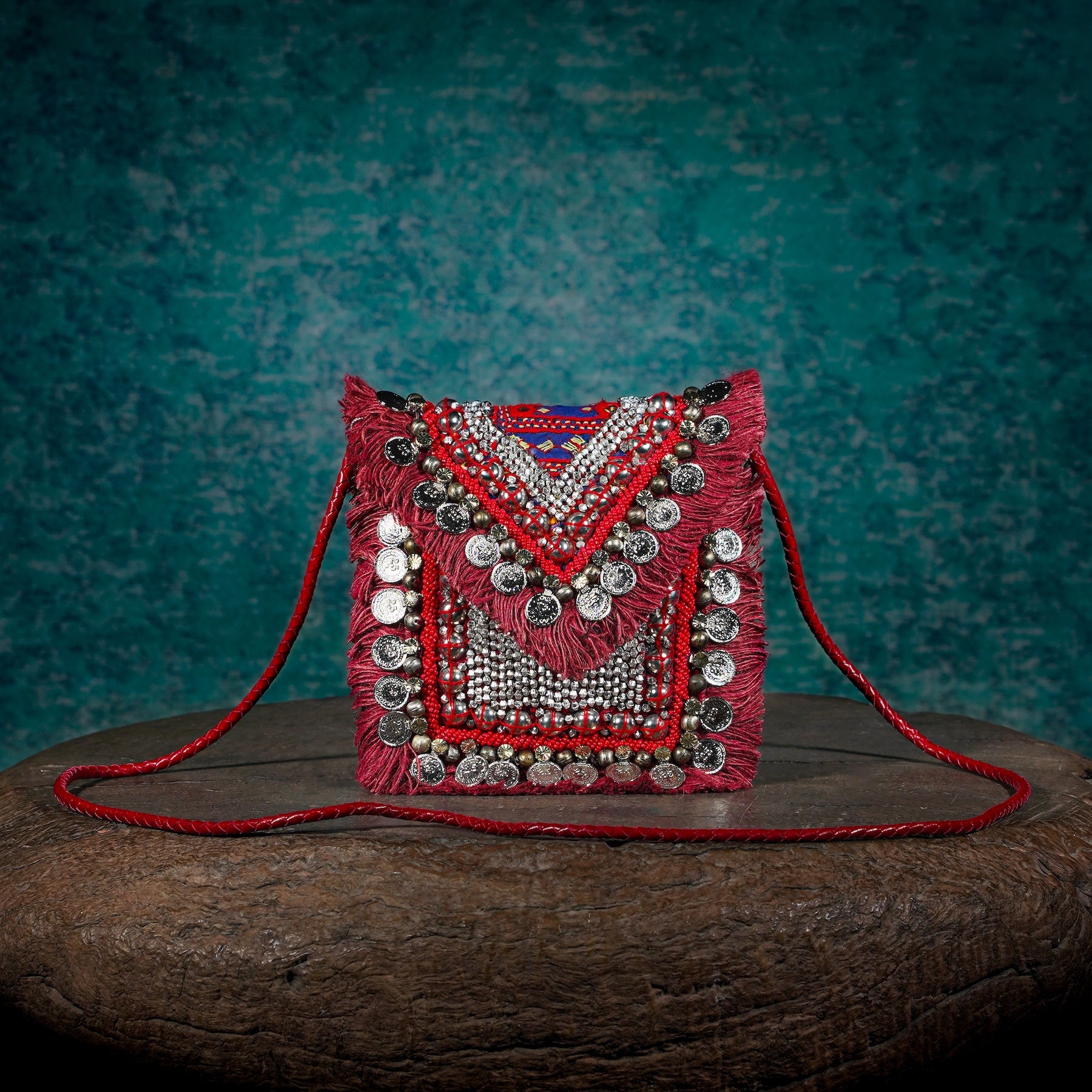 Burgundy Banjara Minion Clutch 013