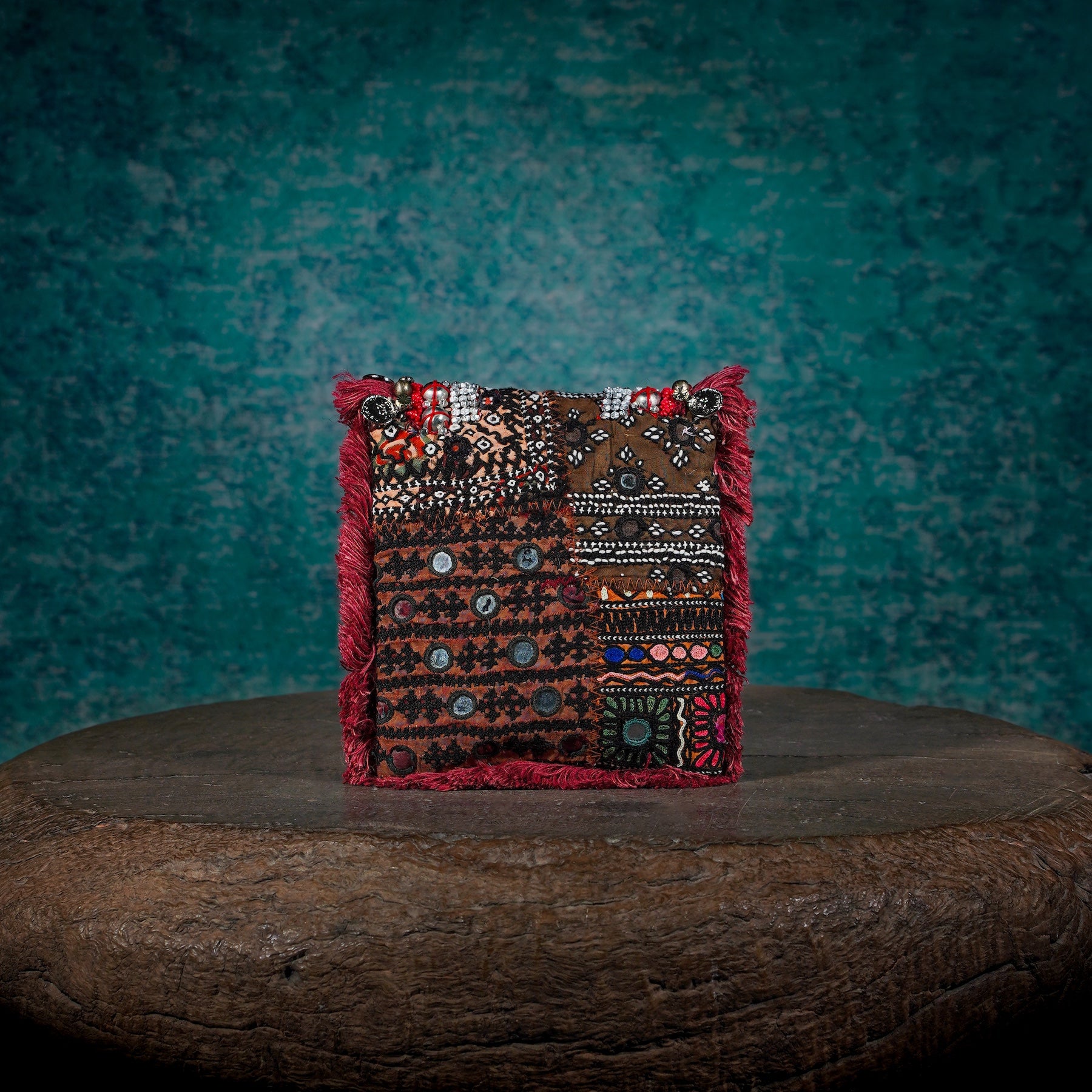 Burgundy Banjara Minion Clutch 014