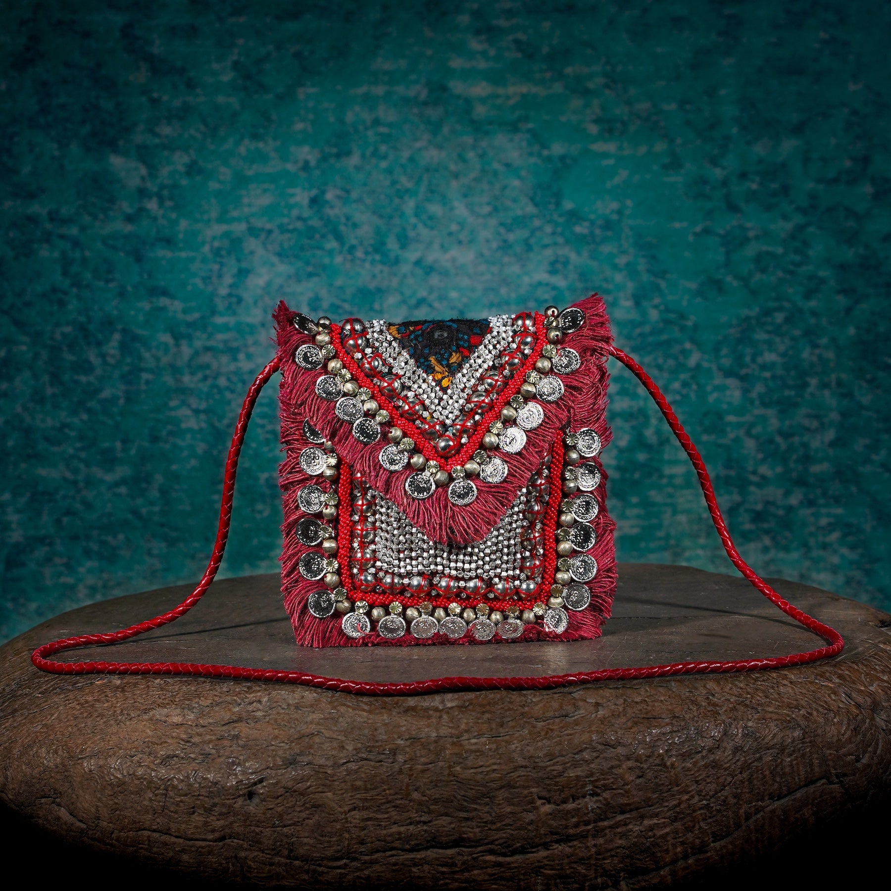 Burgundy Banjara Minion Clutch 017