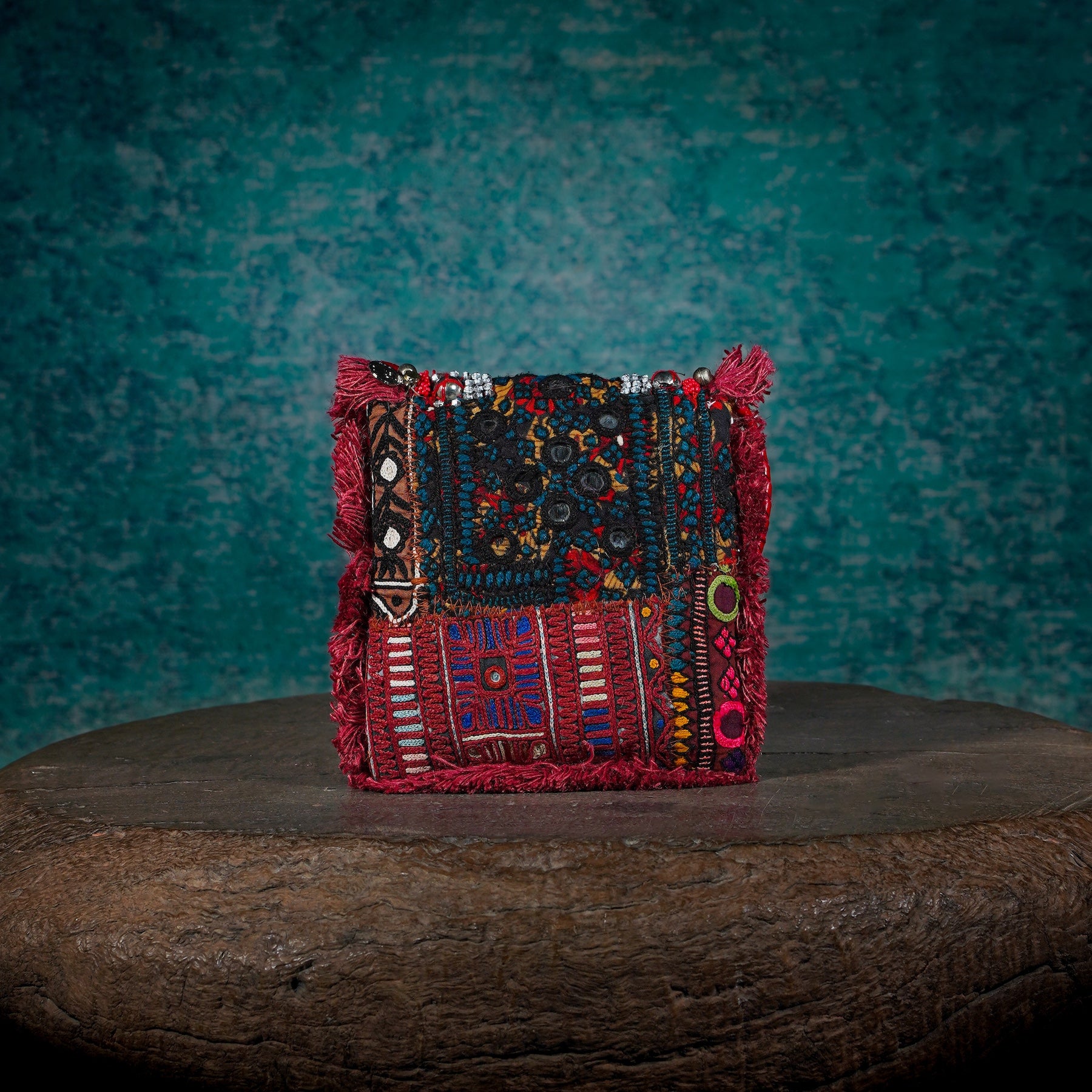 Burgundy Banjara Minion Clutch 017