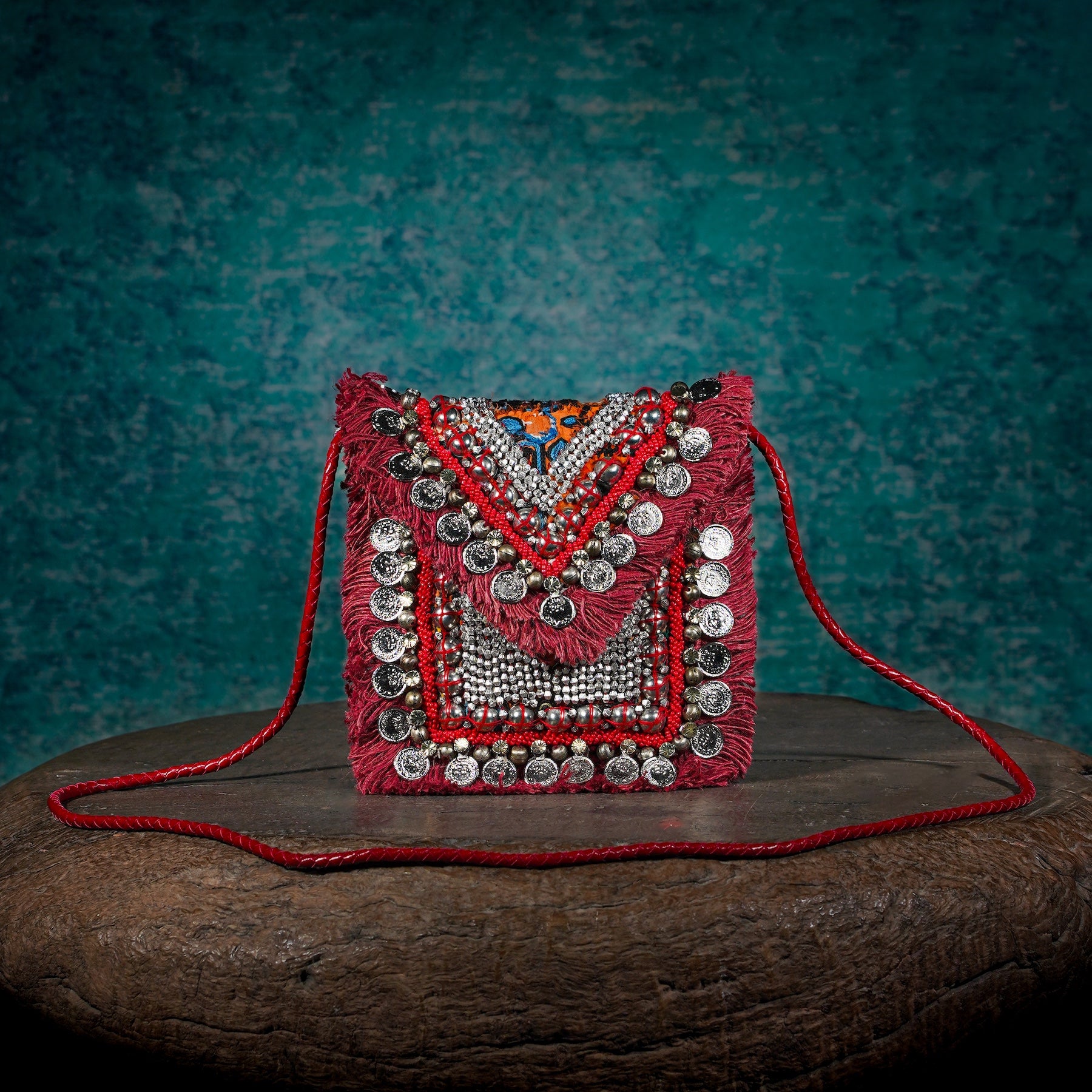 Burgundy Banjara Minion Clutch 018