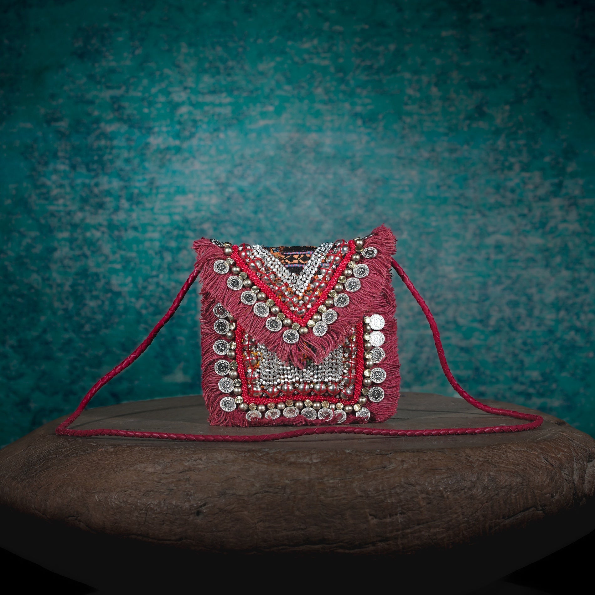 Burgundy Banjara Minion Clutch 021