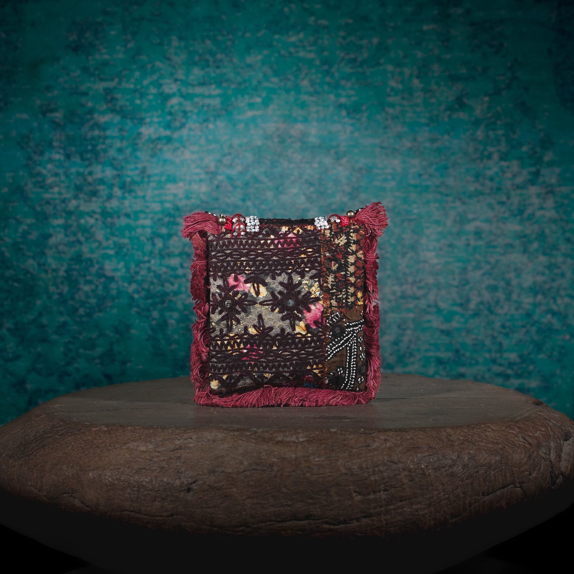 Burgundy Banjara Minion Clutch 022