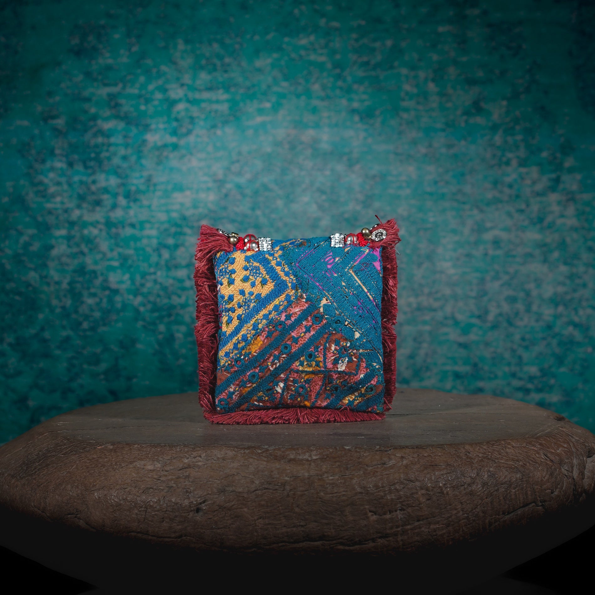 Burgundy Banjara Minion Clutch 023