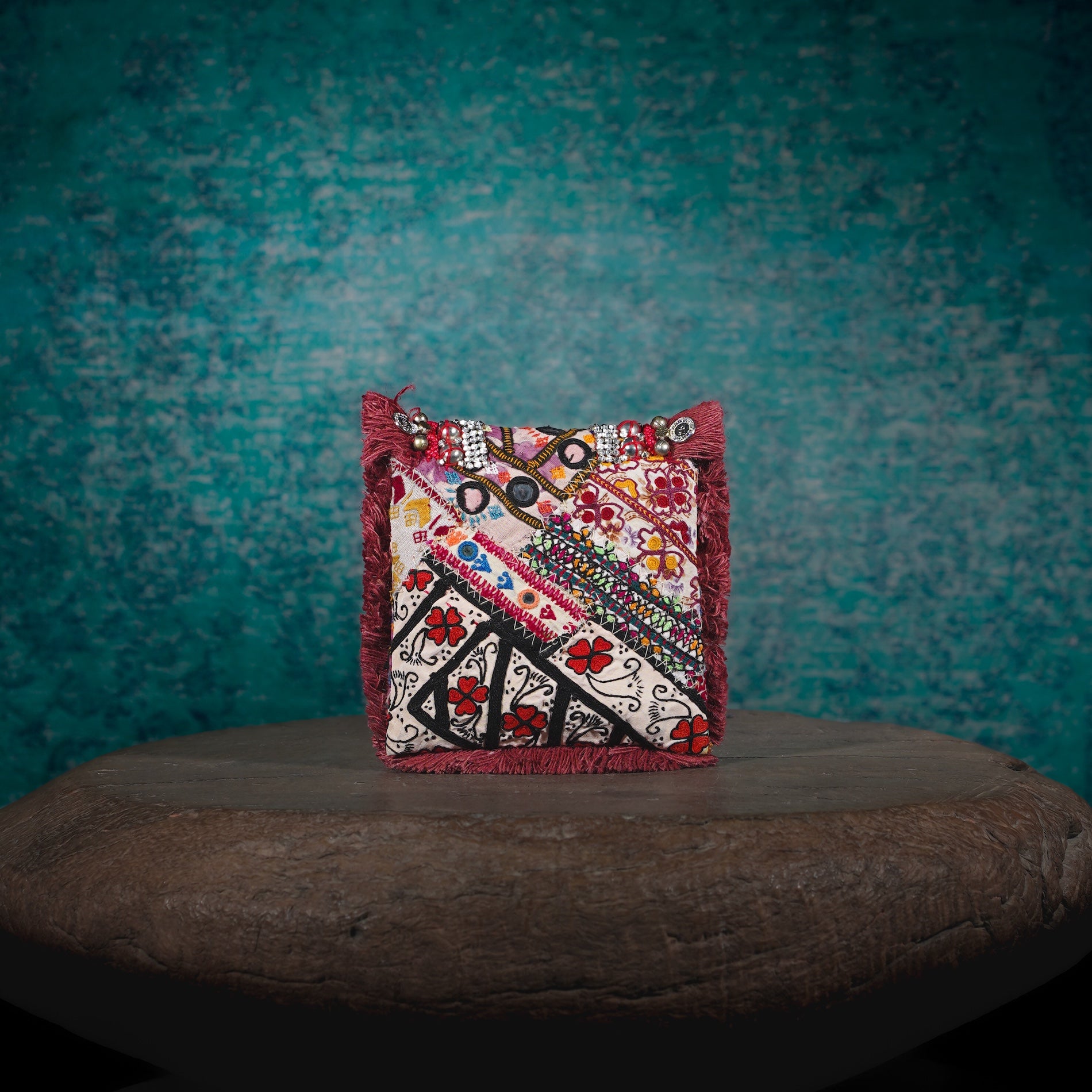 Burgundy Banjara Minion Clutch 024
