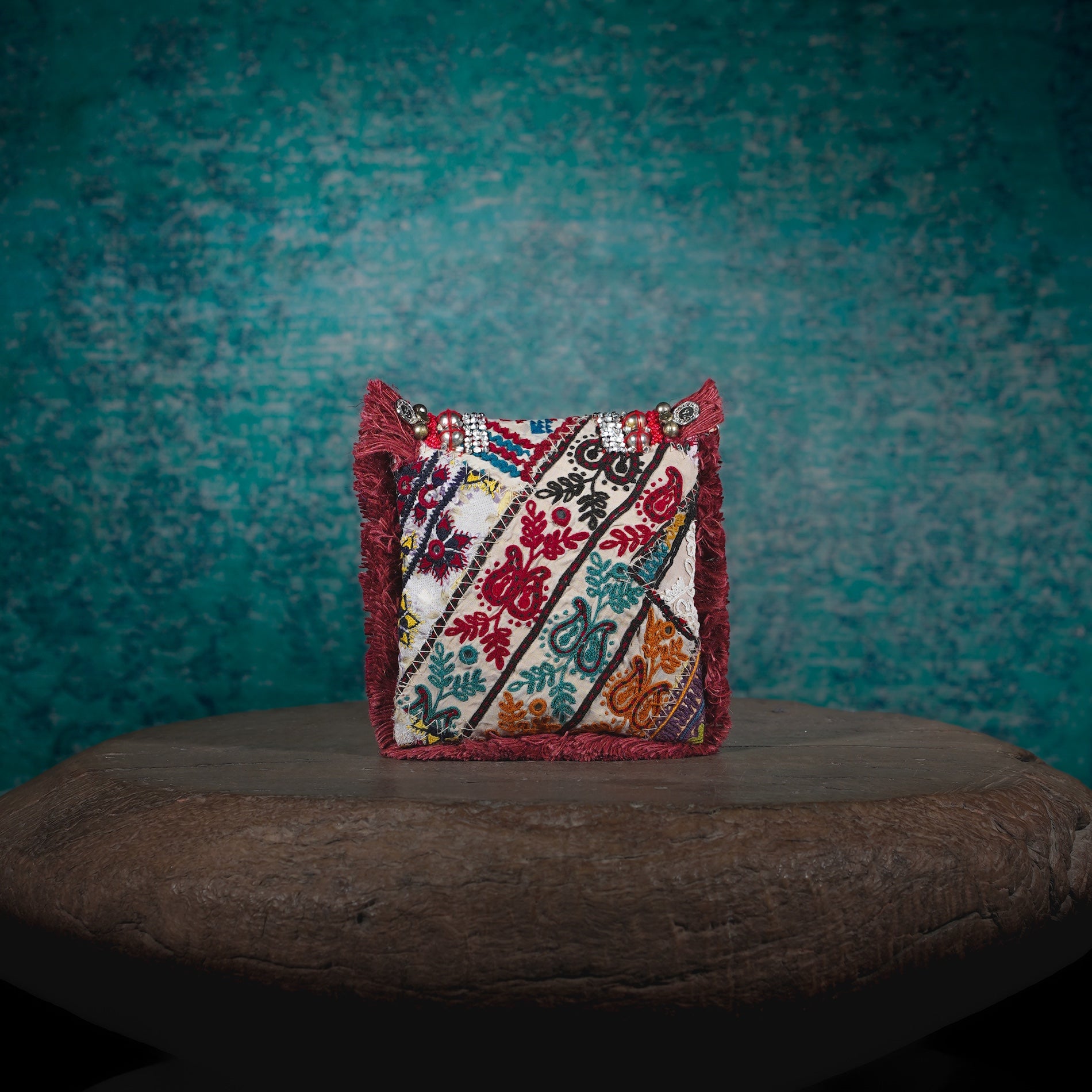 Burgundy Banjara Minion Clutch 025