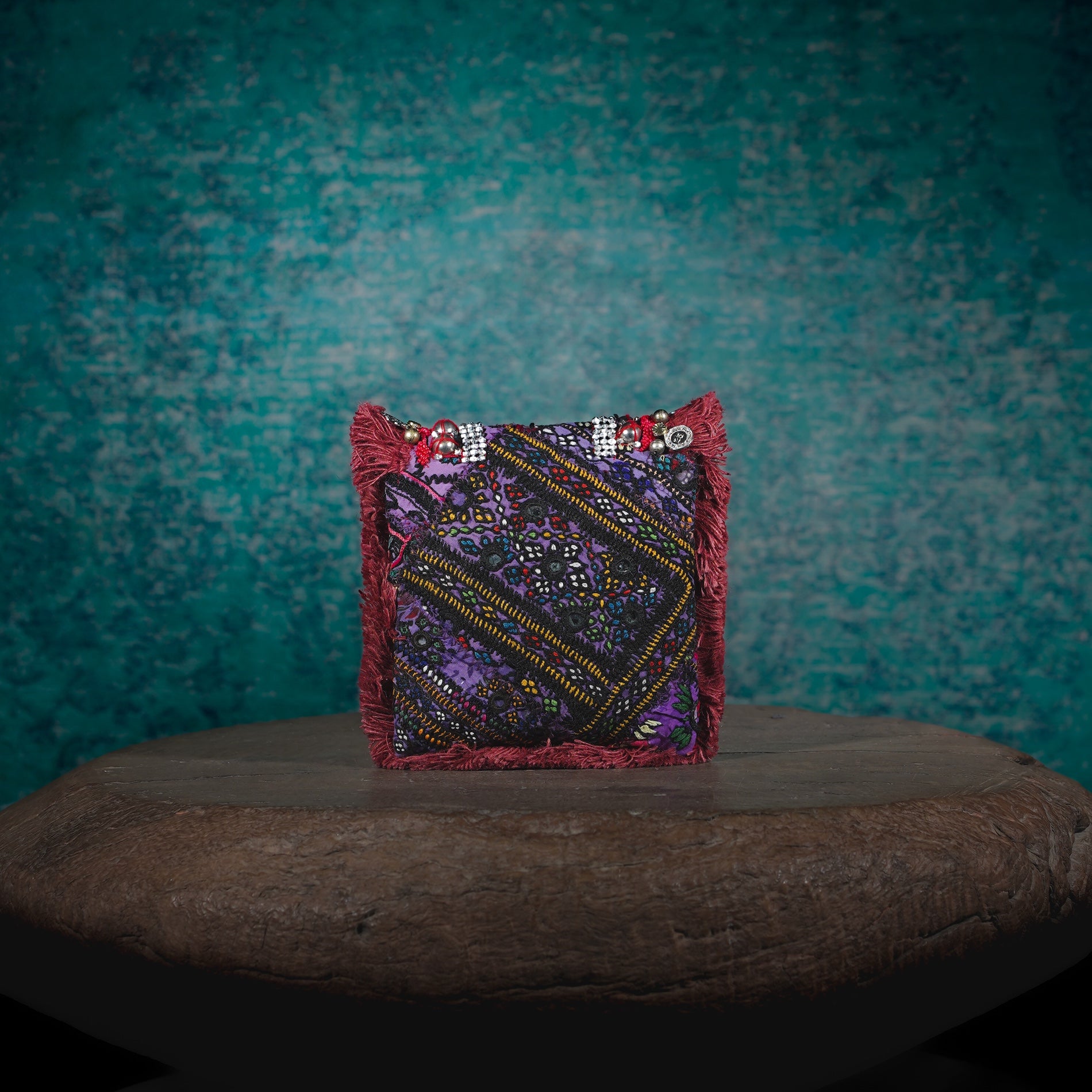 Burgundy Banjara Minion Clutch 026