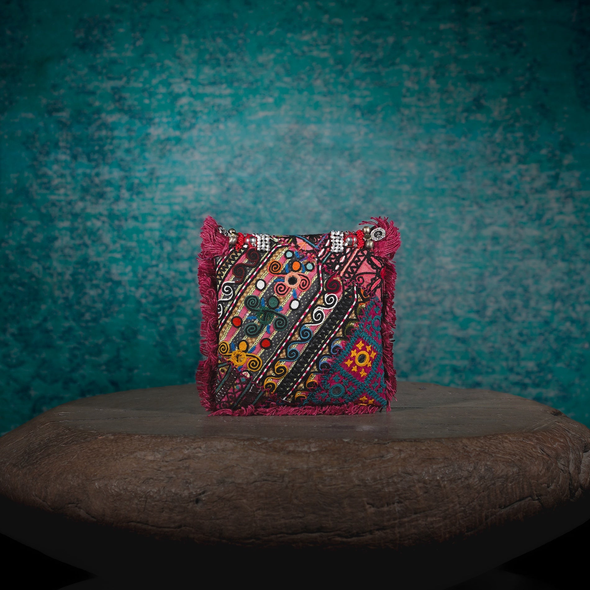 Burgundy Banjara Minion Clutch 027