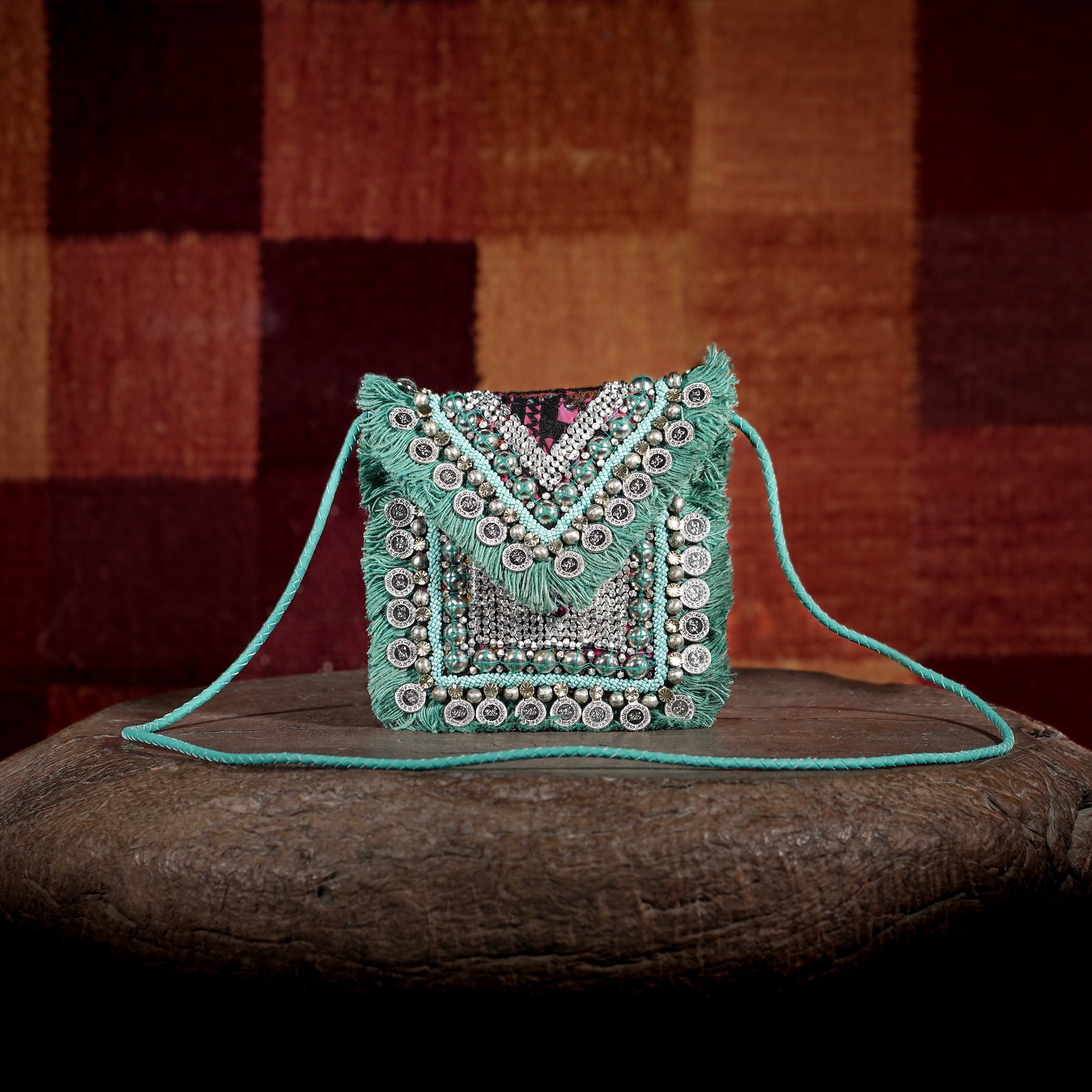 Turquoise Banjara Minion Clutch 020