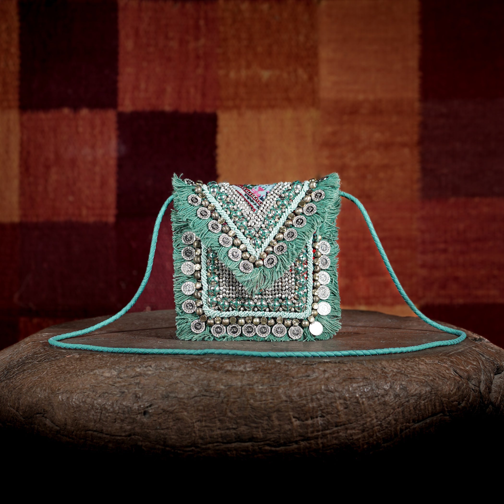 Turquoise Banjara Minion Clutch 022