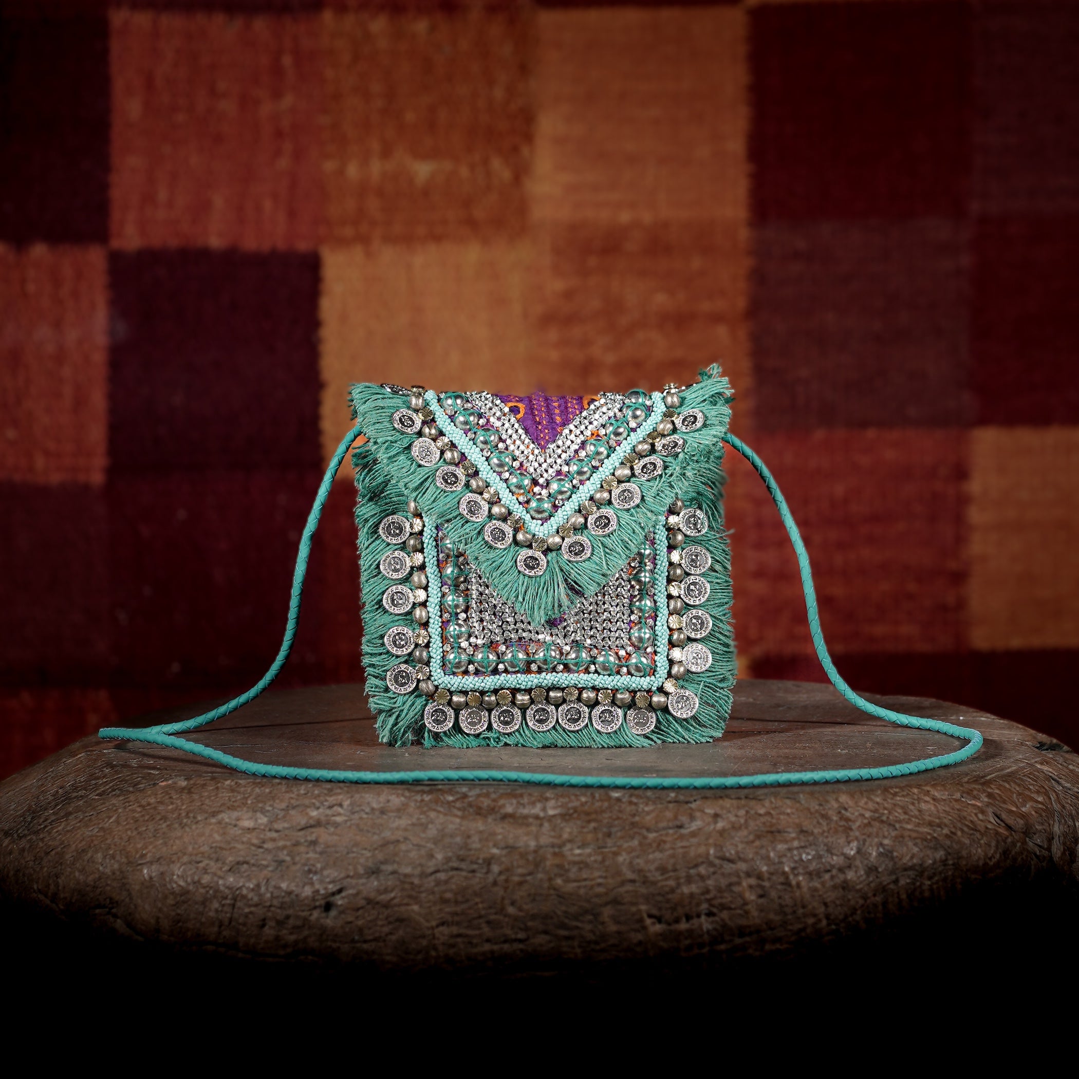 Turquoise Banjara Minion Clutch 023